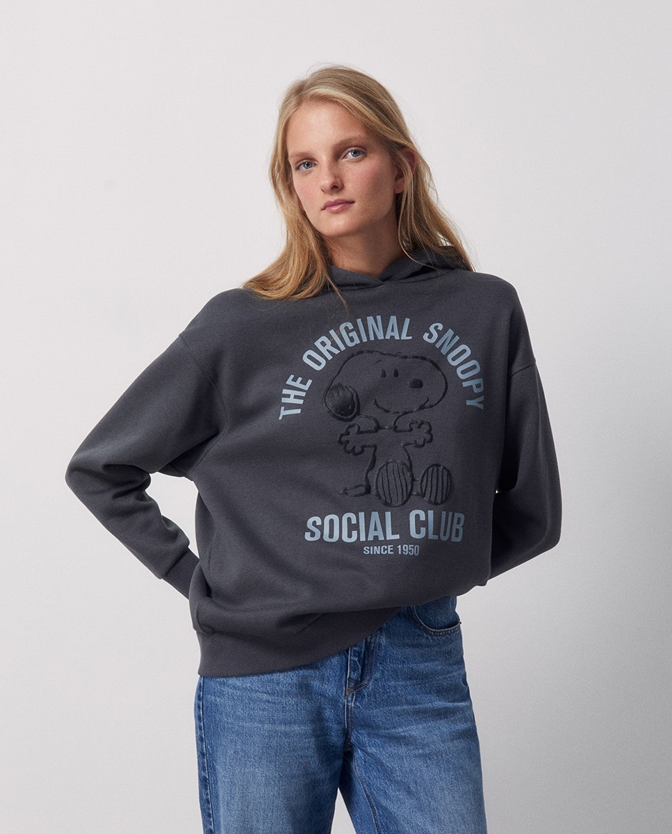 Imagen 1 de Sudadera Snoopy capucha Plomo