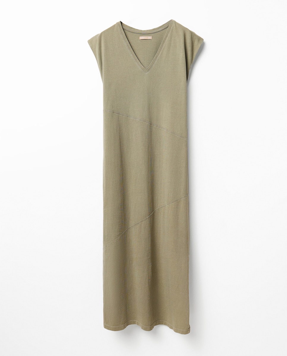 Vestido Básico com Lavagem Verde-6