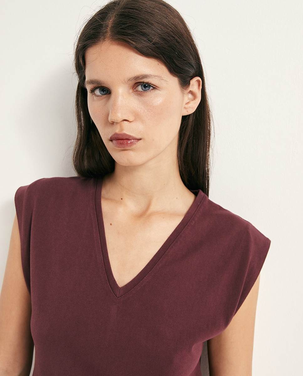 Vestido Básico com Lavagem Bordeaux-3