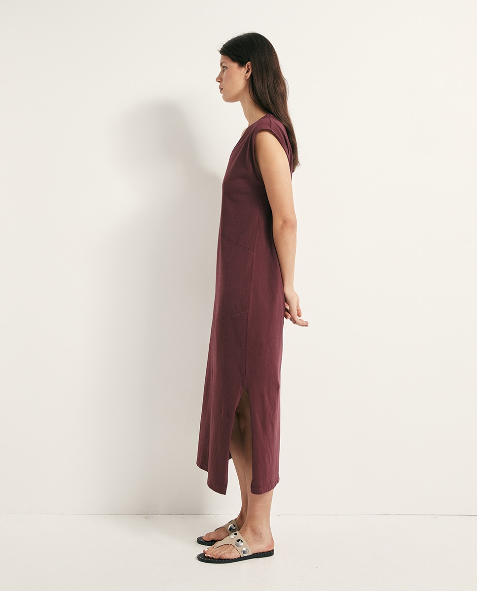 Vestido Básico com Lavagem Bordeaux-4