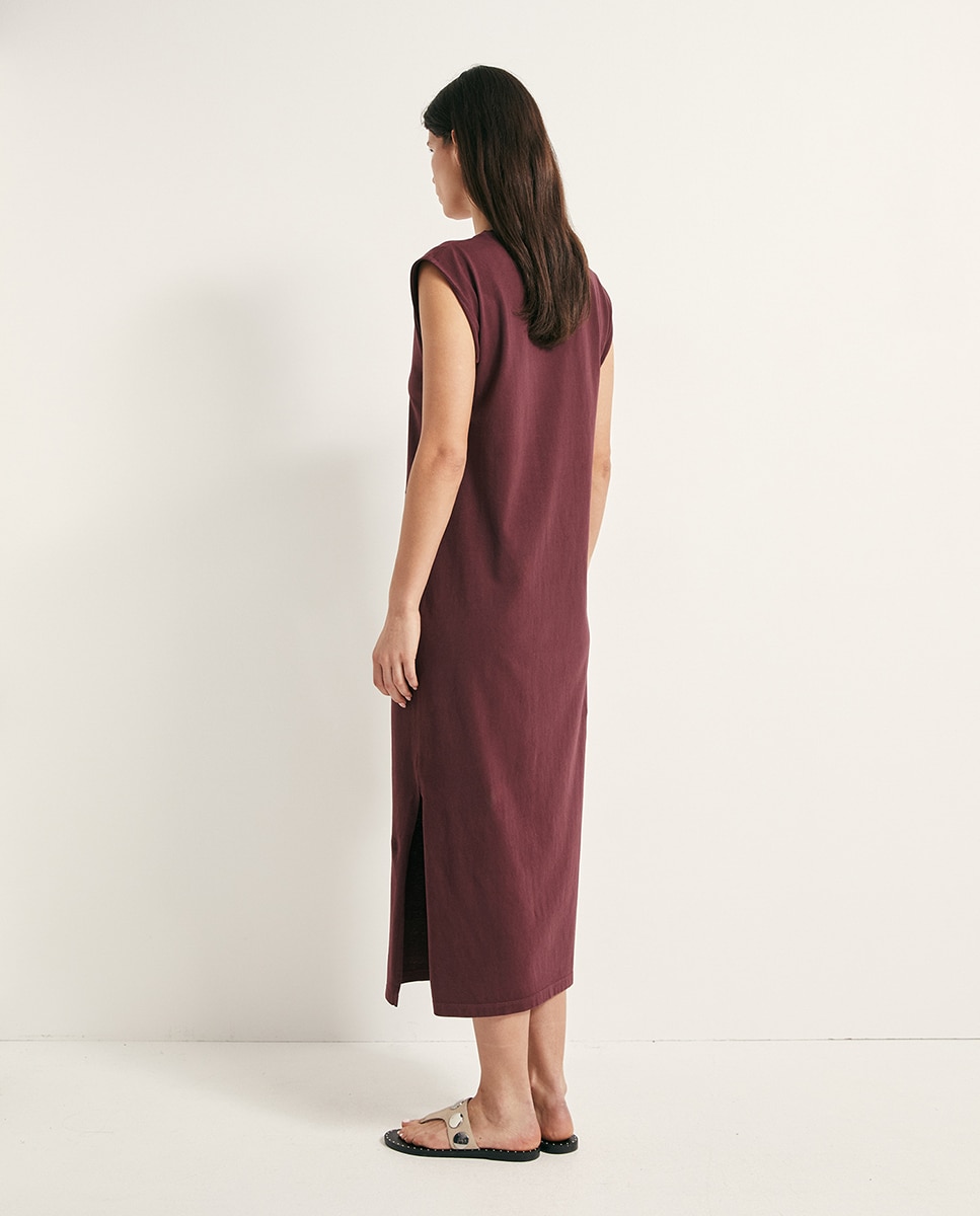 Vestido Básico com Lavagem Bordeaux-5