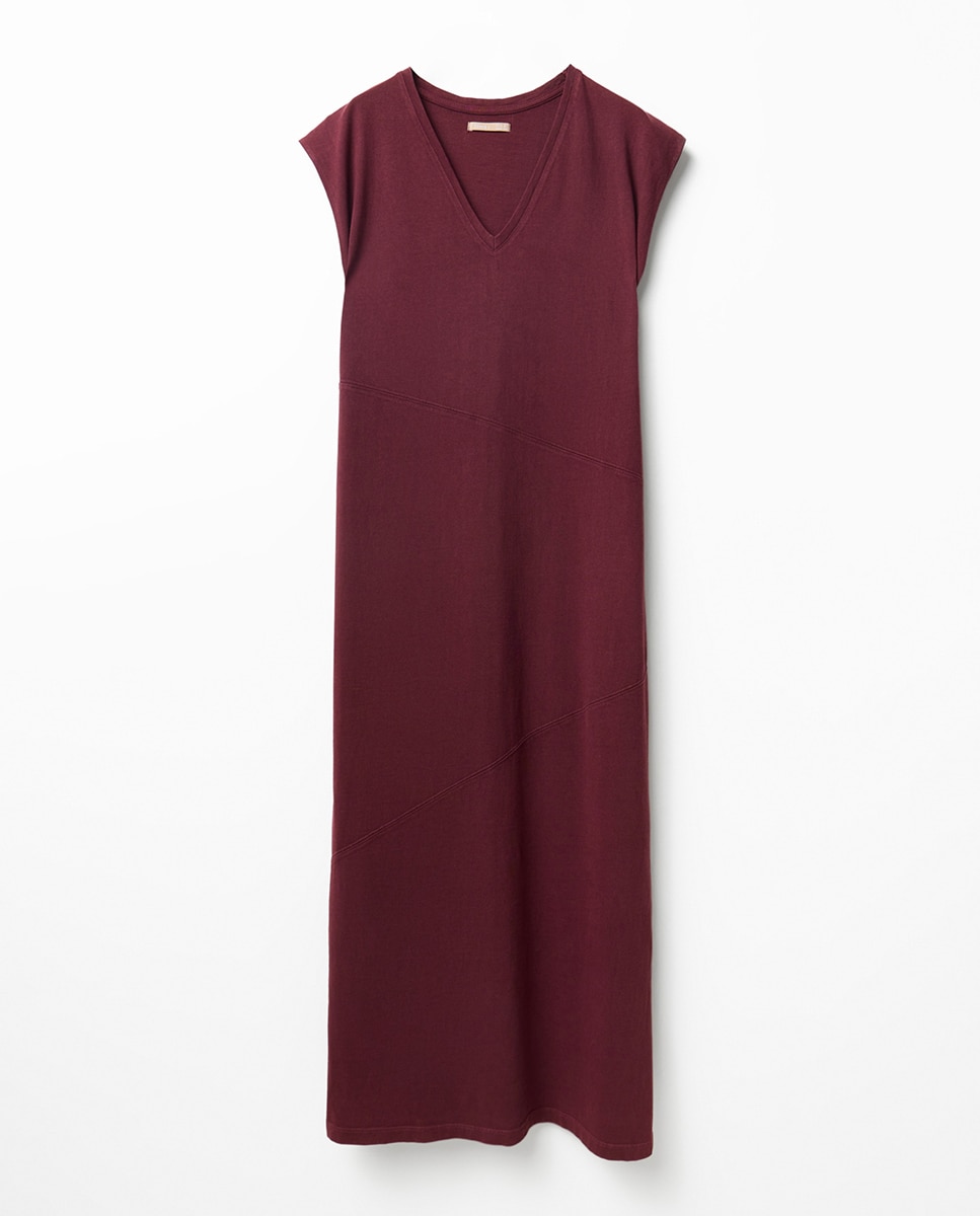 Vestido Básico com Lavagem Bordeaux-6