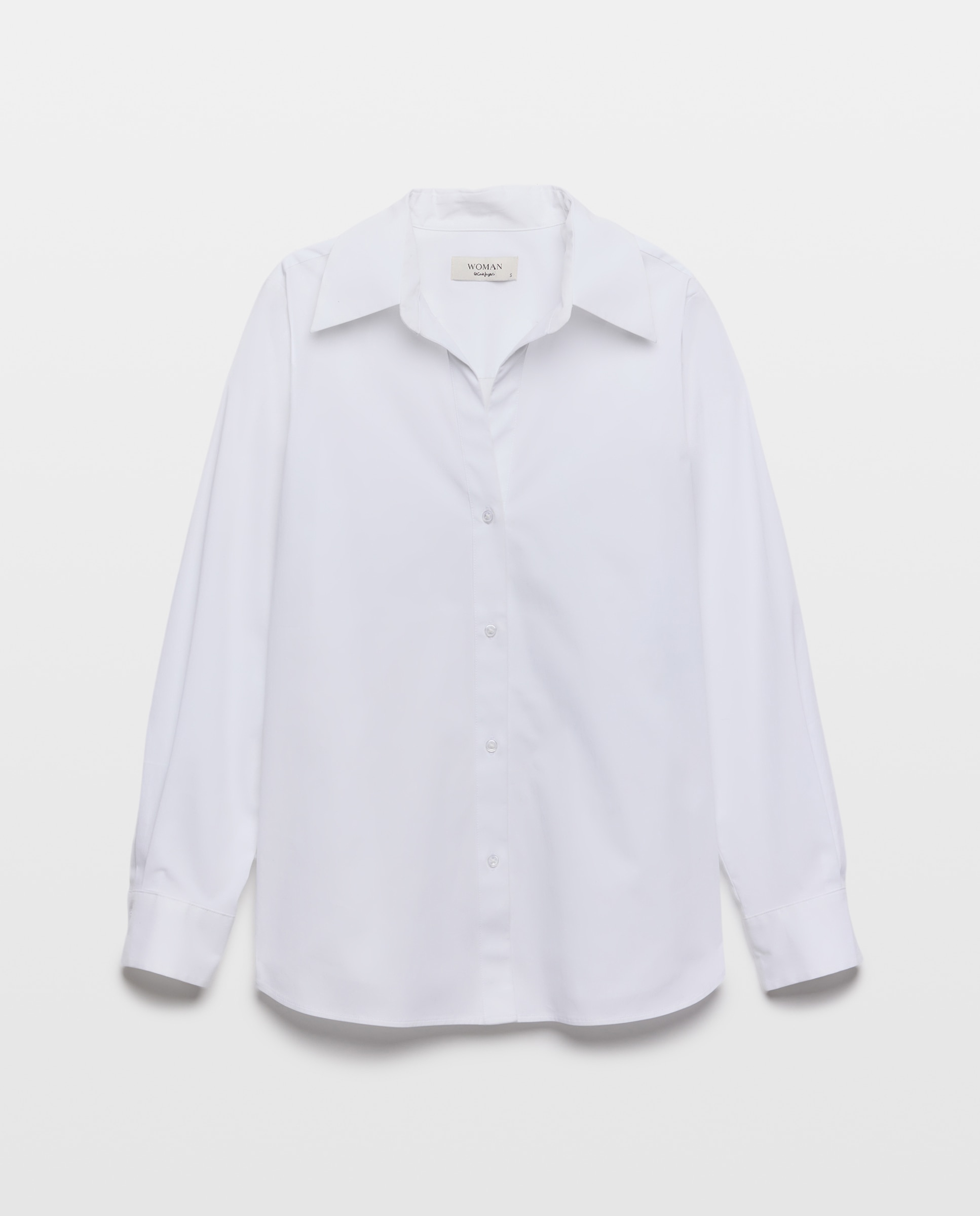 Blusa com Manga Comprida e em Popelina Branco-4