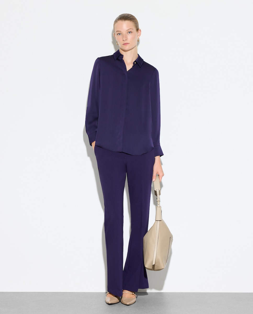 Blusa Lisa de Manga Comprida Roxo-2