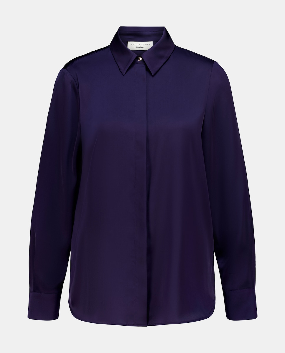 Blusa Lisa de Manga Comprida Roxo-4