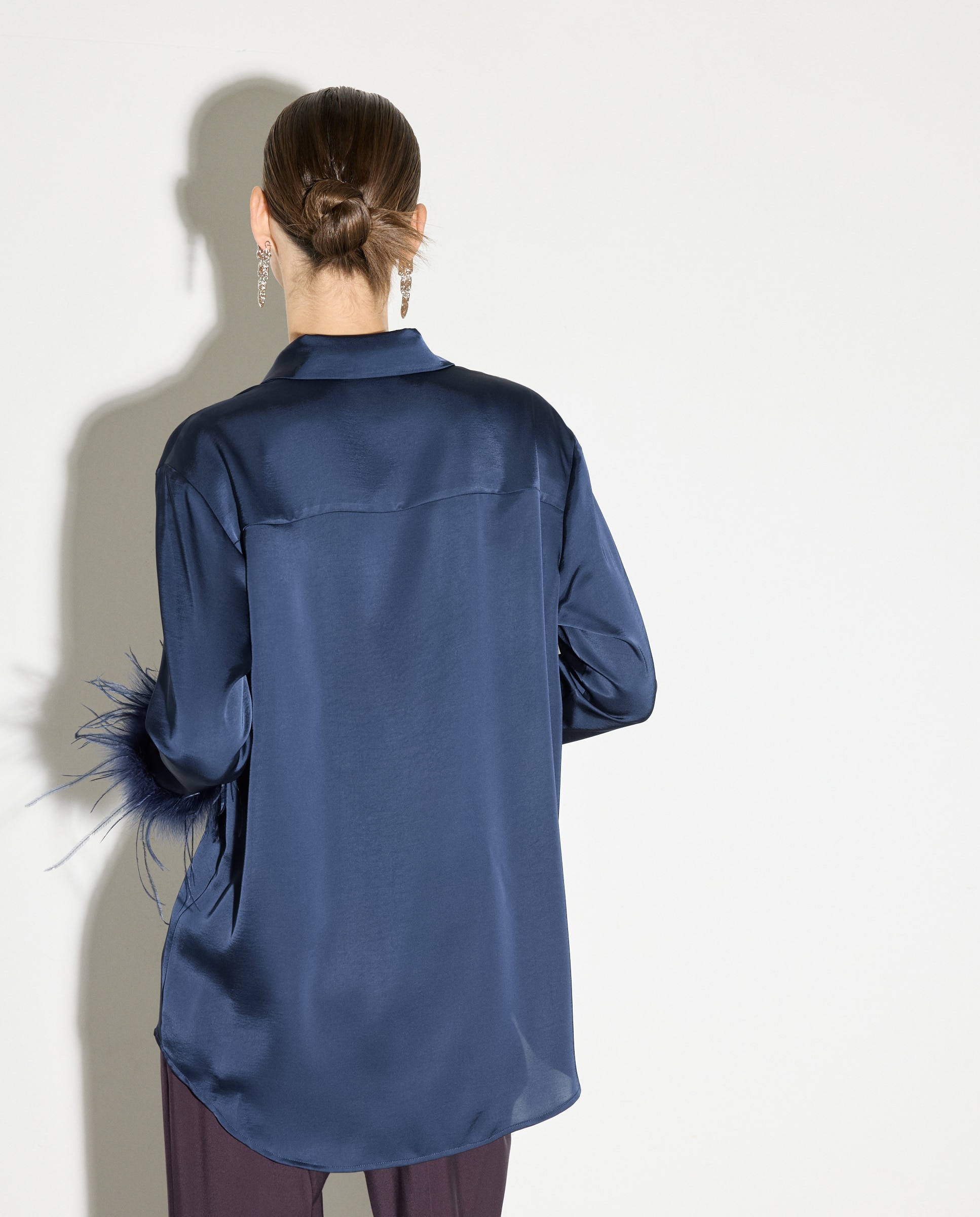 Blusa Lisa de Manga Comprida Chumbo-4