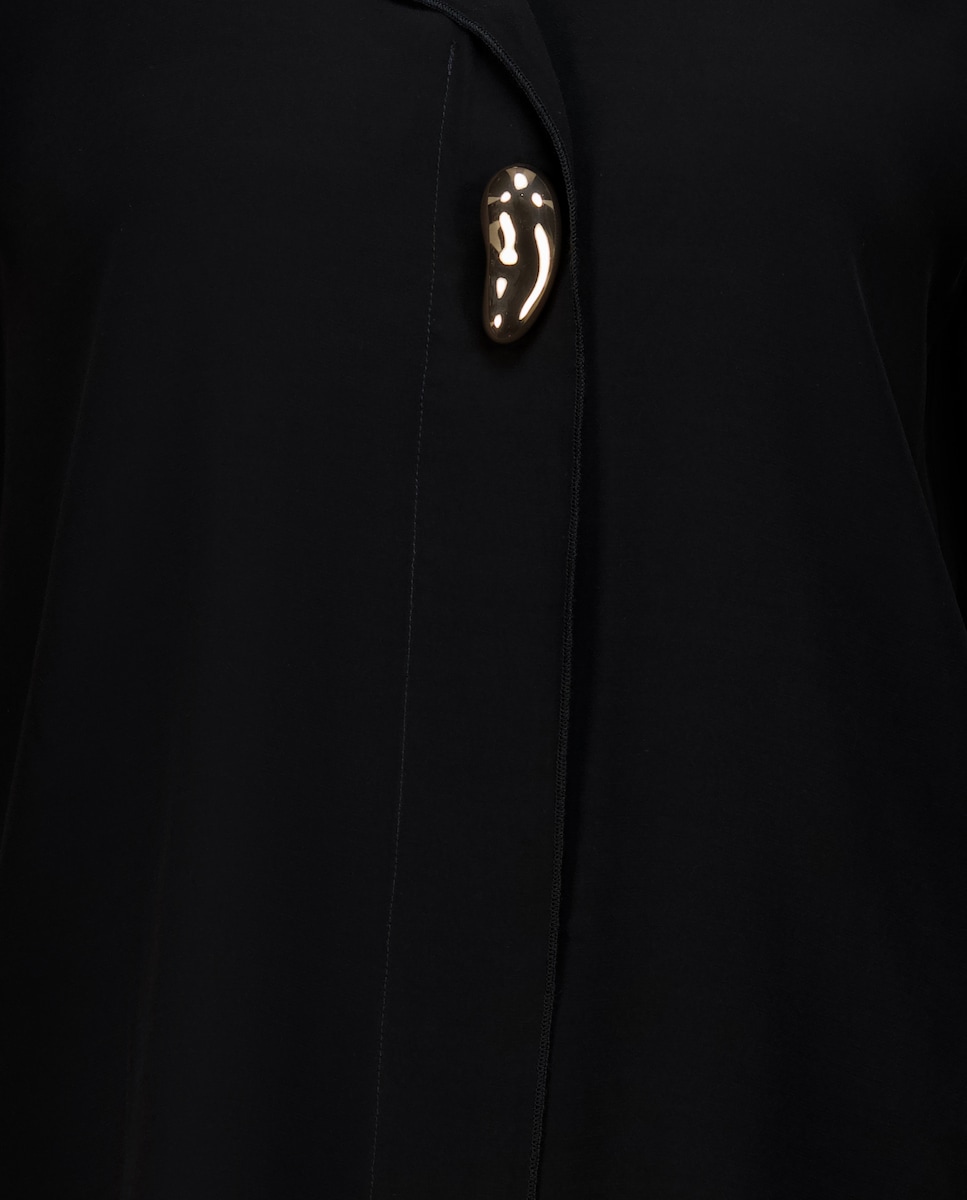 Top de Manga Comprida com Folho à Frente Bege-5