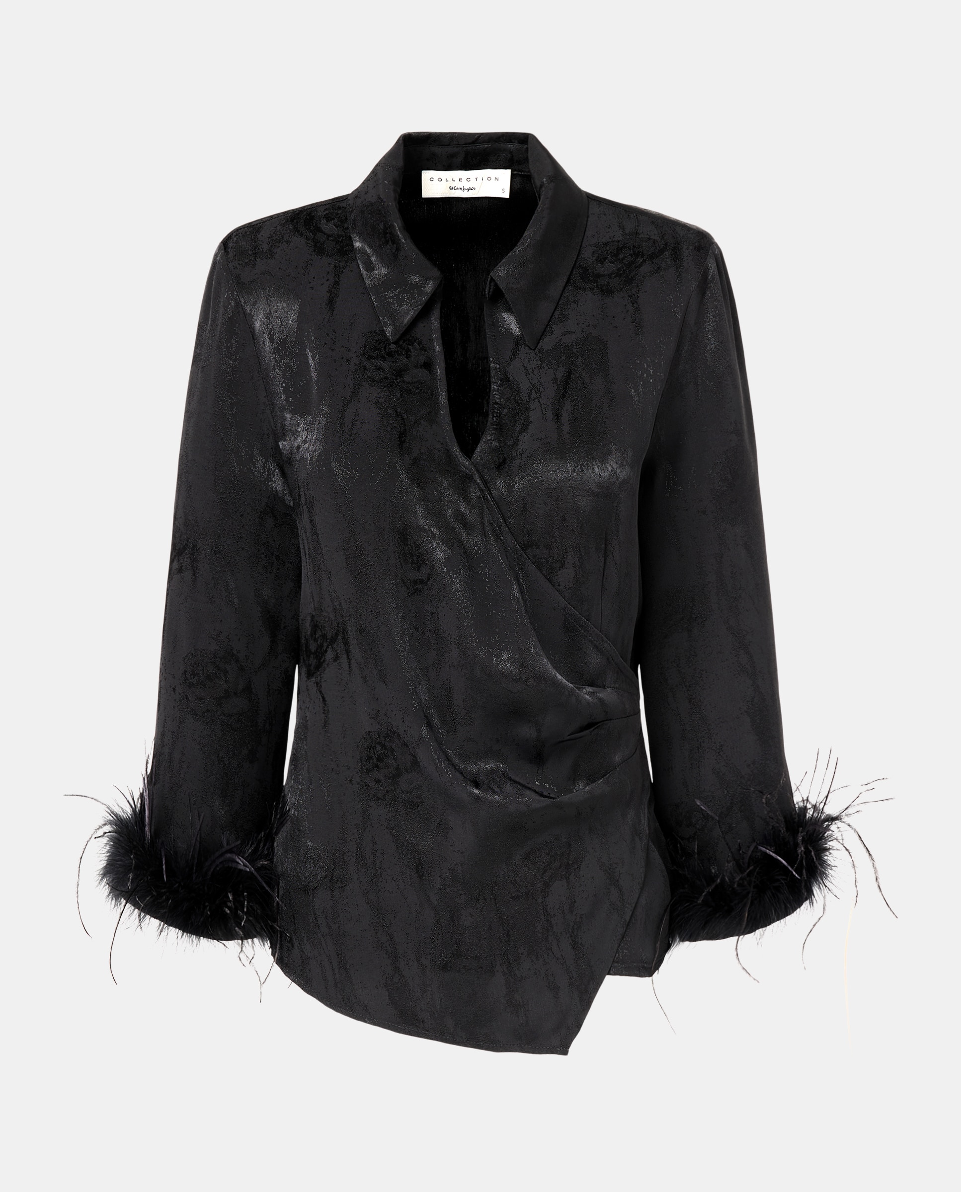 Blusa Drapeada com Pluma Preto-5