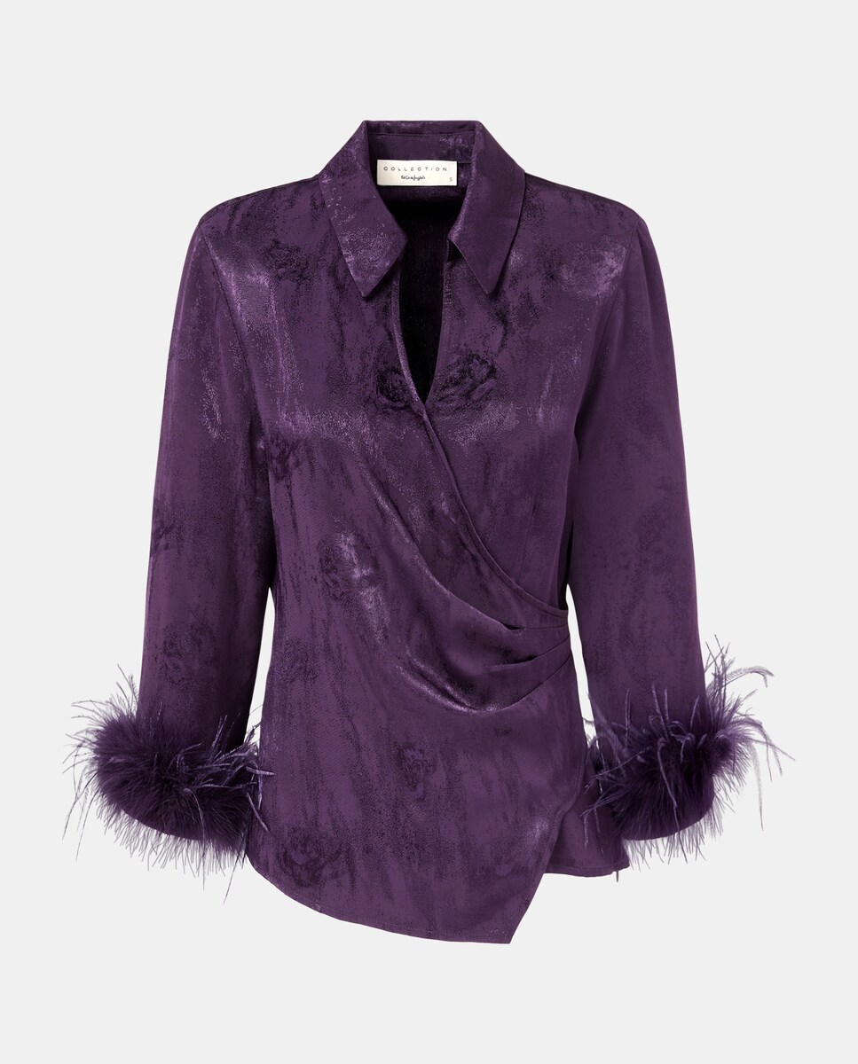 Blusa Drapeada com Pluma Roxo-5