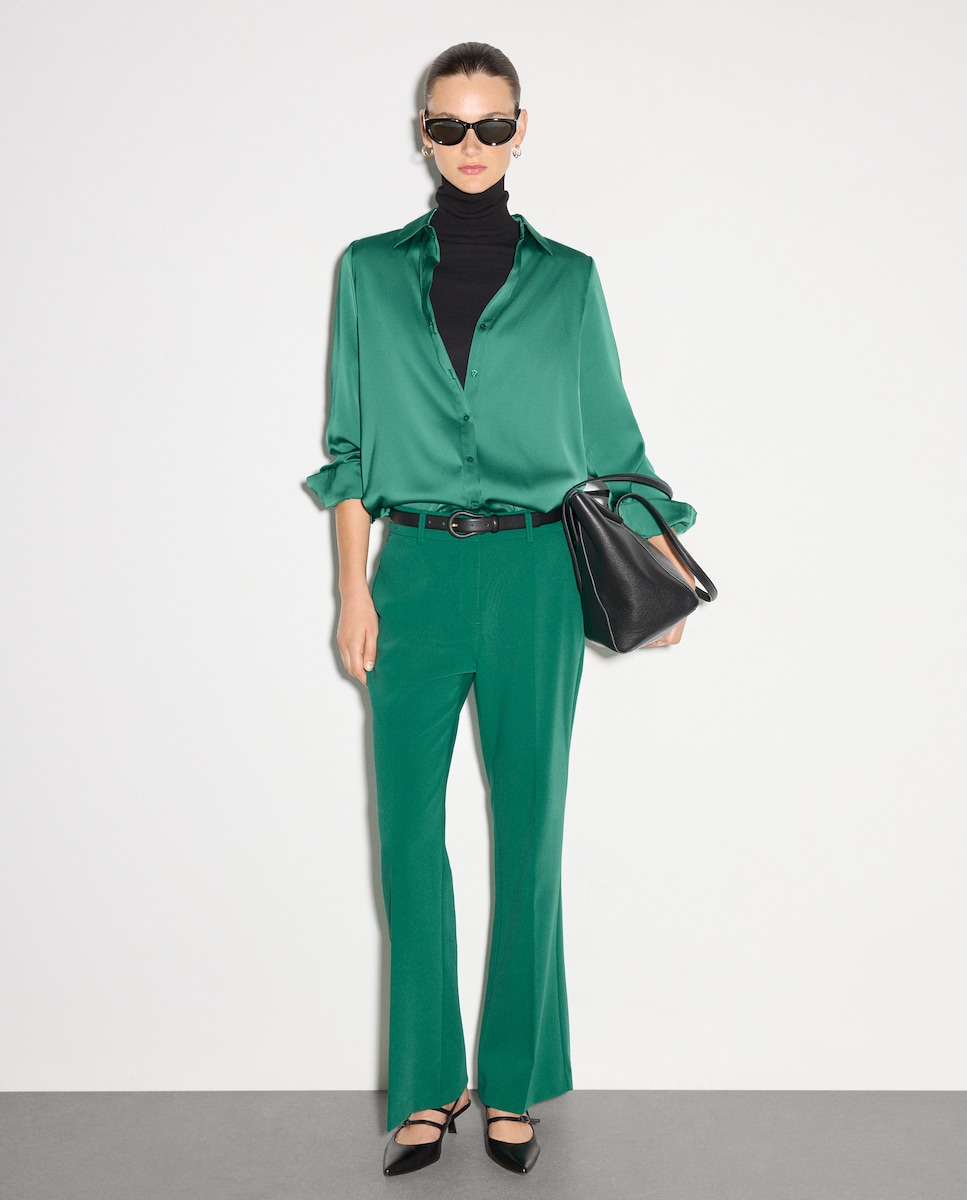 Blusa Estampada com Manga Comprida Verde-1