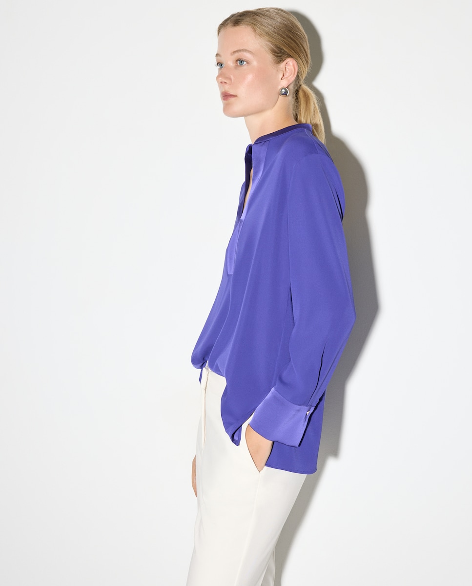 Blusa Lisa de Manga Comprida 400 Azul-1