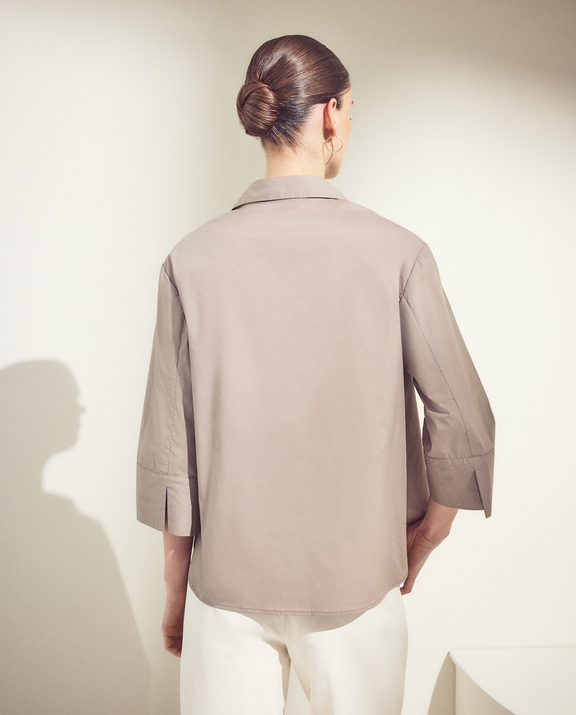 Top popelín manga larga de mujer - Woman El Corte Inglés - 410 Azul claro 850 Piedra-4