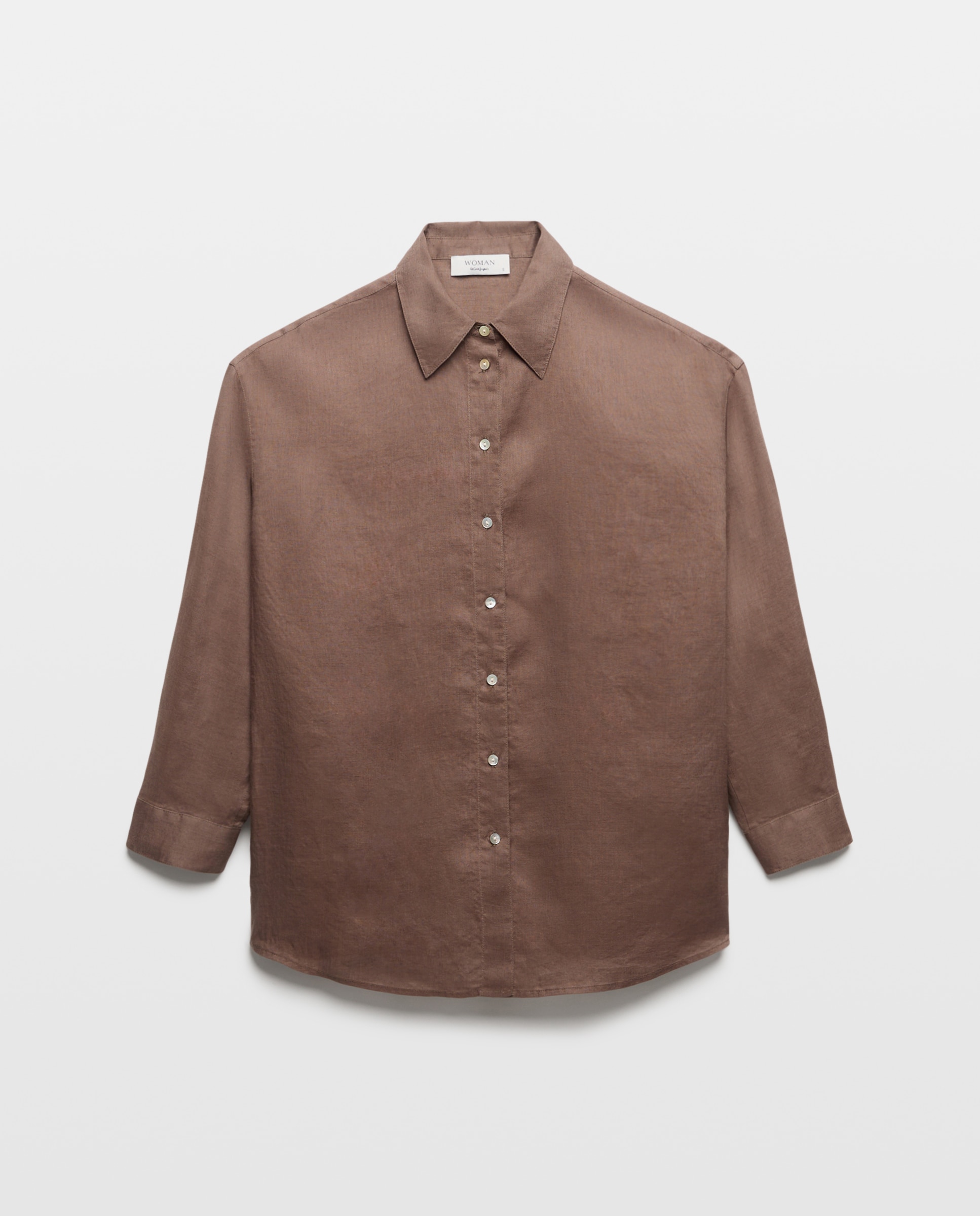 Camisa de mujer lino manga larga - Woman El Corte Inglés - Azul 520 Kaki-5