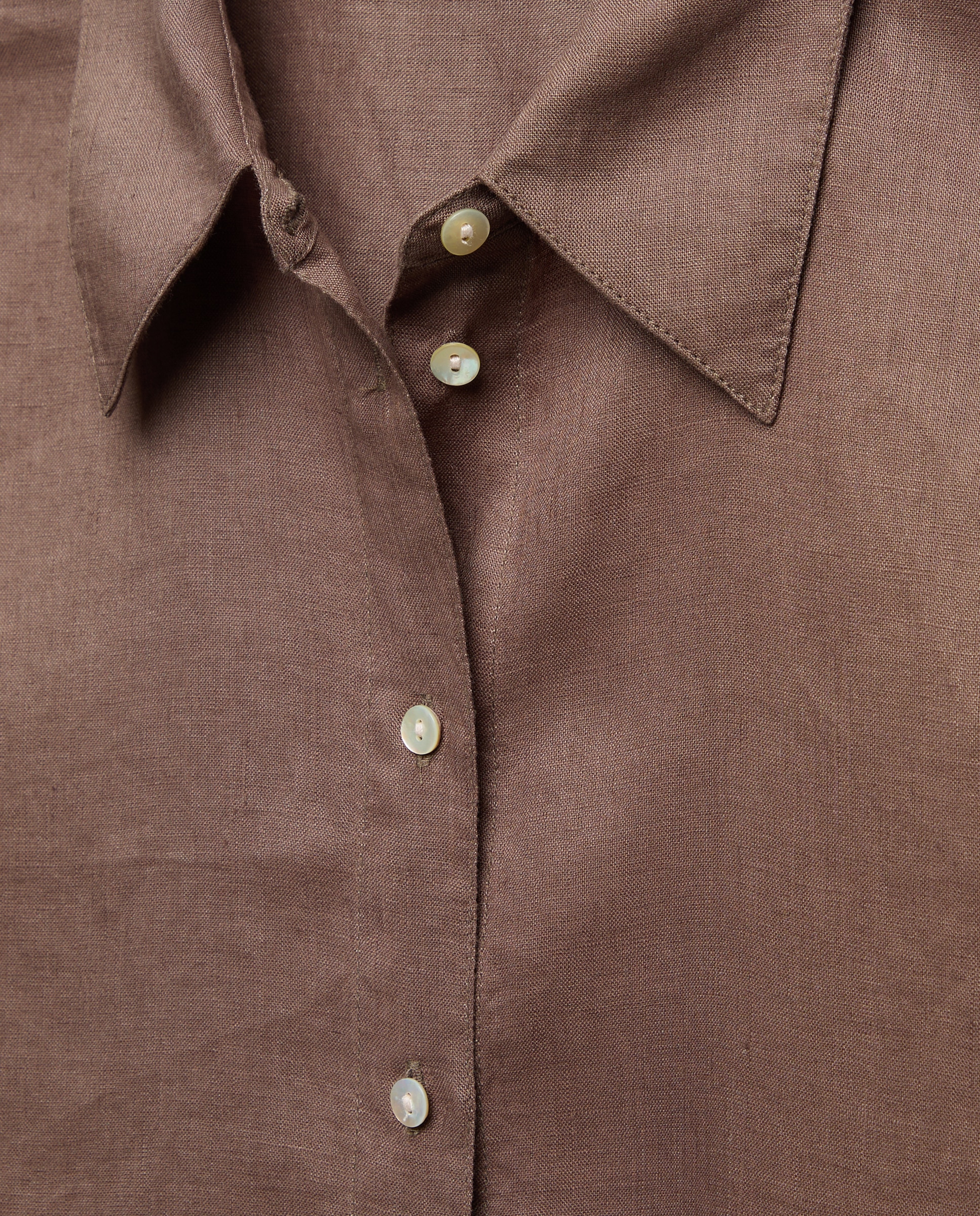 Camisa de mujer lino manga larga - Woman El Corte Inglés - Azul 520 Kaki-6