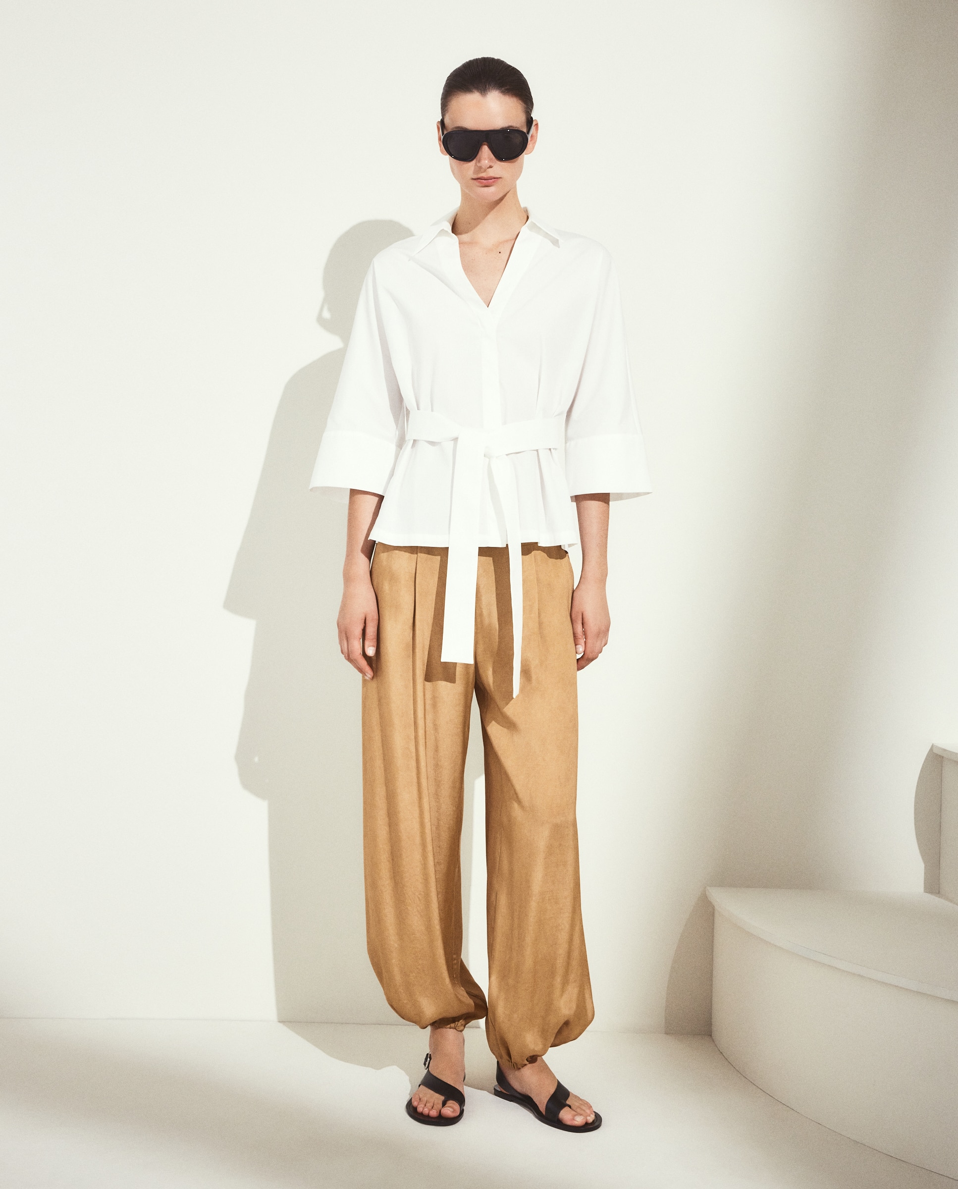 Blusa de Popelina com Gola Desmontável Branco-2