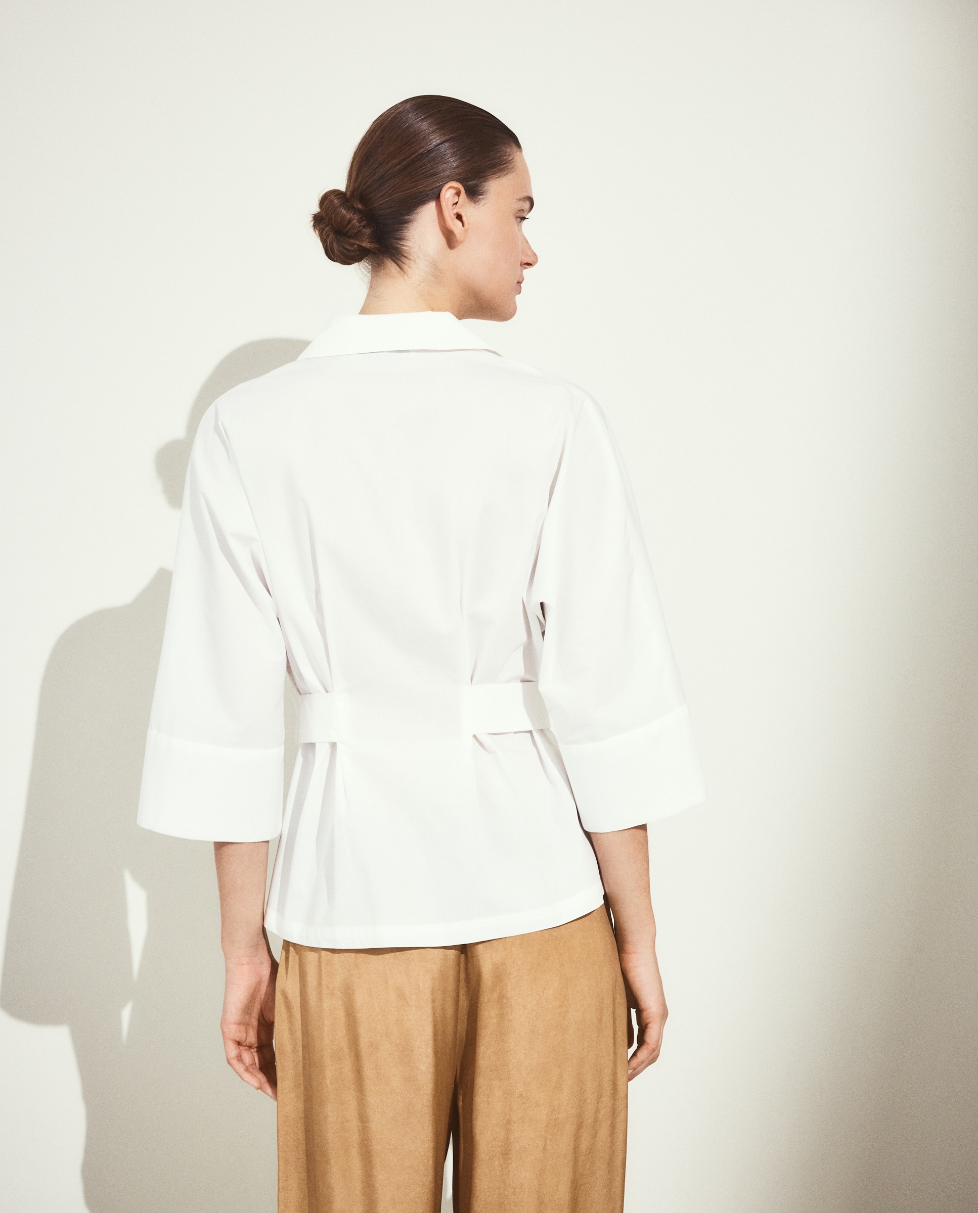 Blusa de Popelina com Gola Desmontável Branco-4