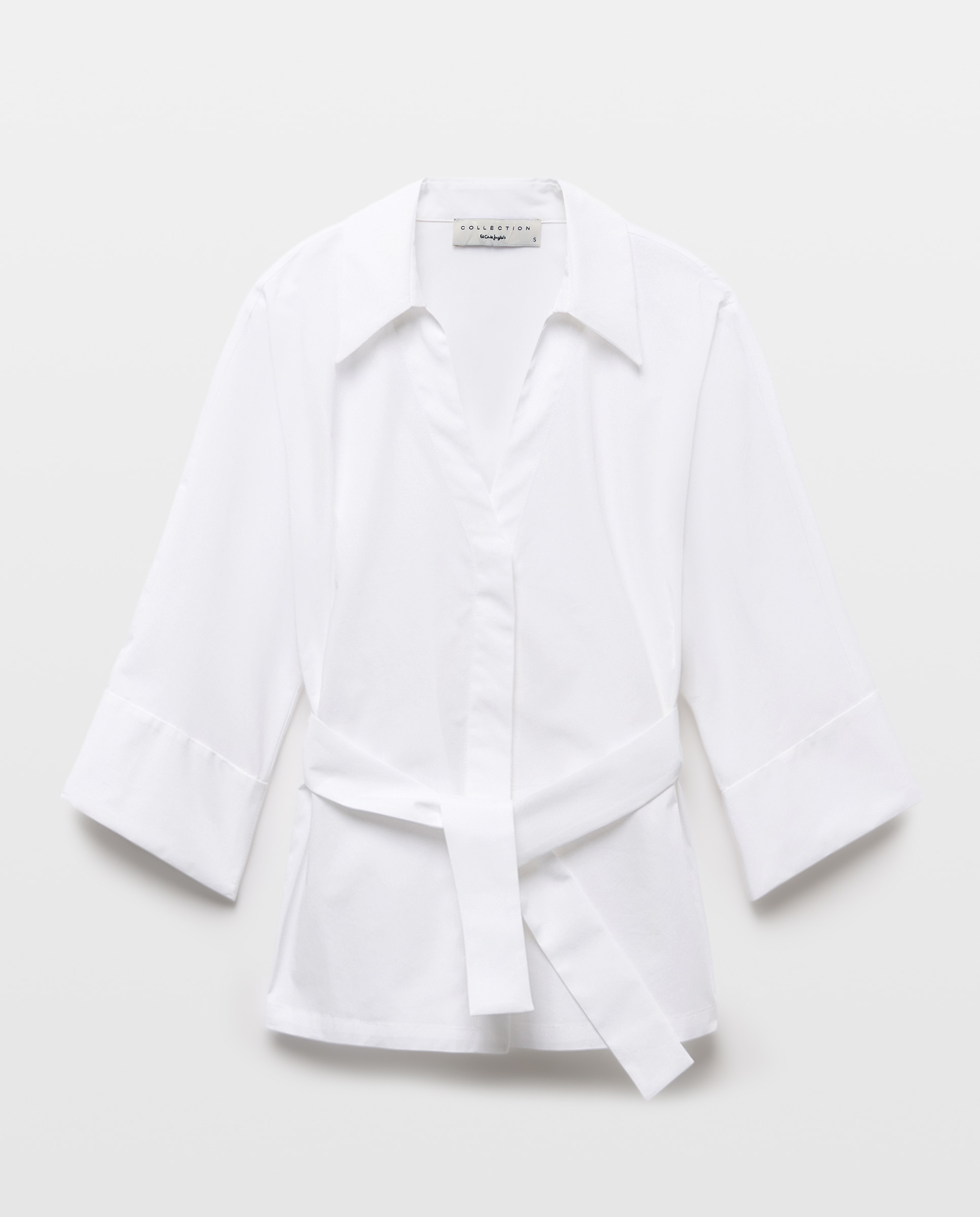 Blusa de Popelina com Gola Desmontável Branco-5