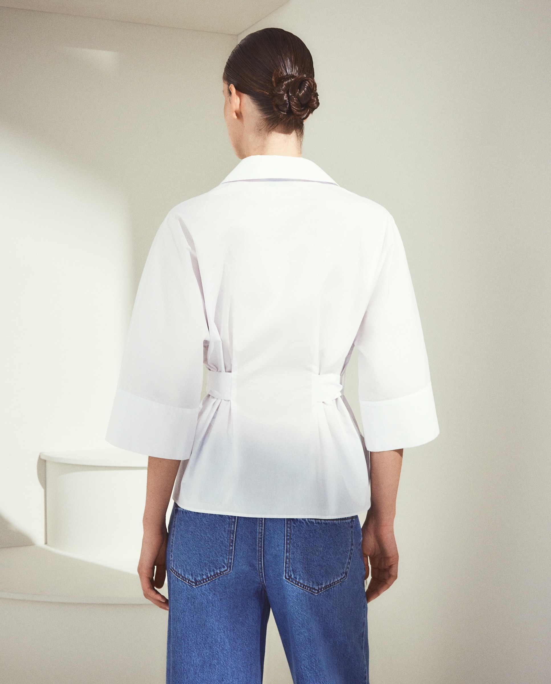 Blusa de Popelina com Manga Comprida 120 Cru-3