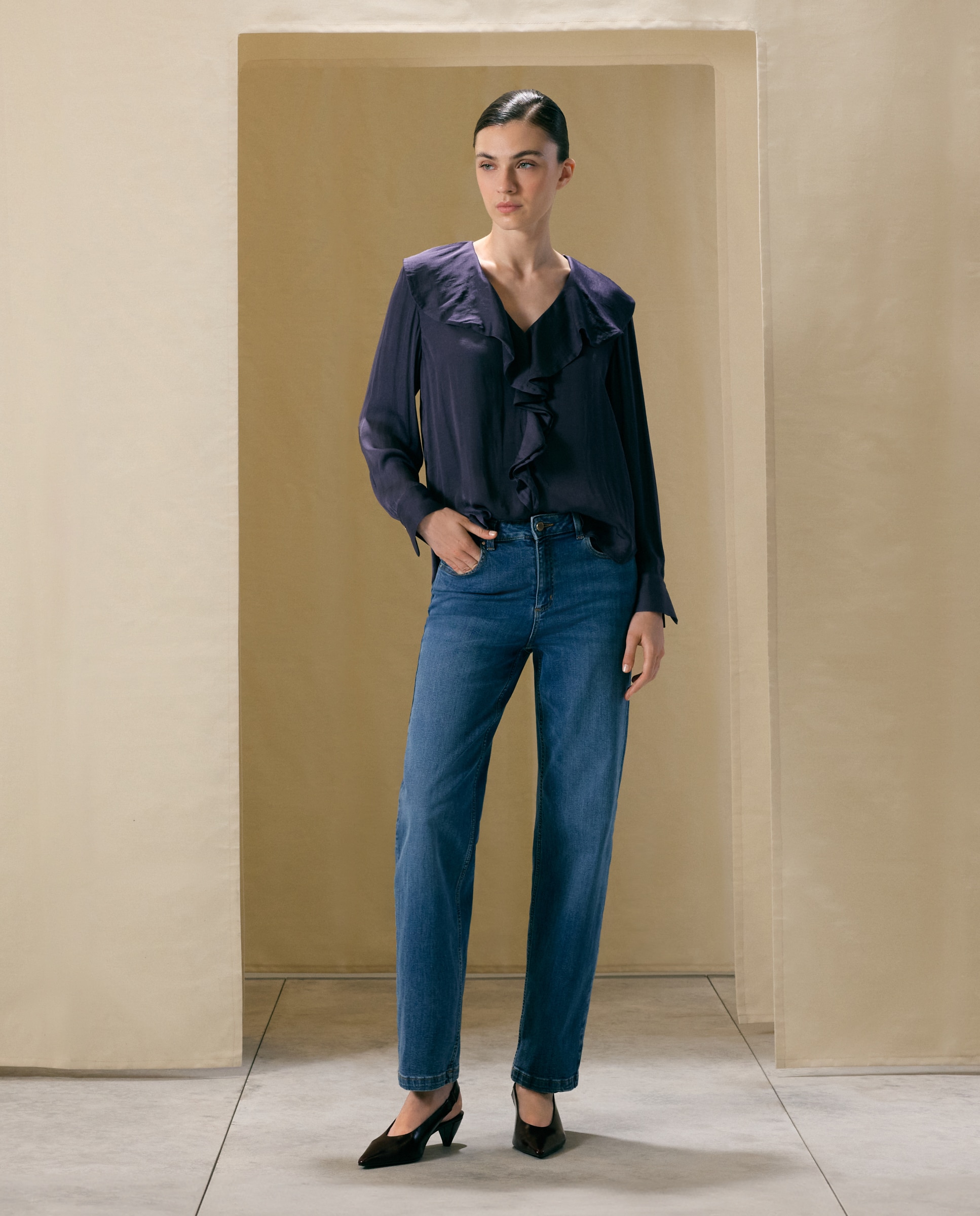 Blusa de mujer con volante delantero - Woman El Corte Inglés - Morado Morado-2