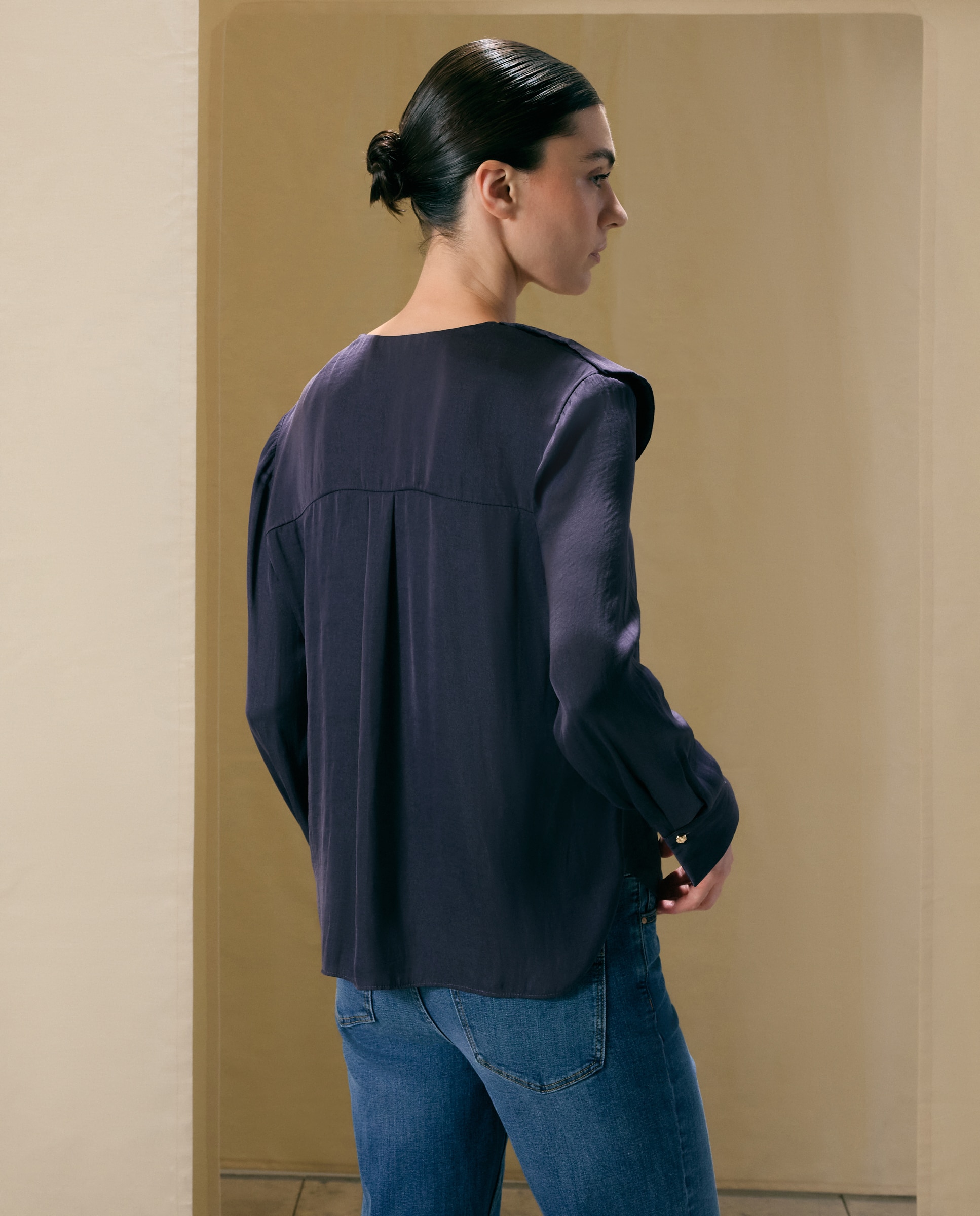 Blusa de mujer con volante delantero - Woman El Corte Inglés - Morado Morado-3