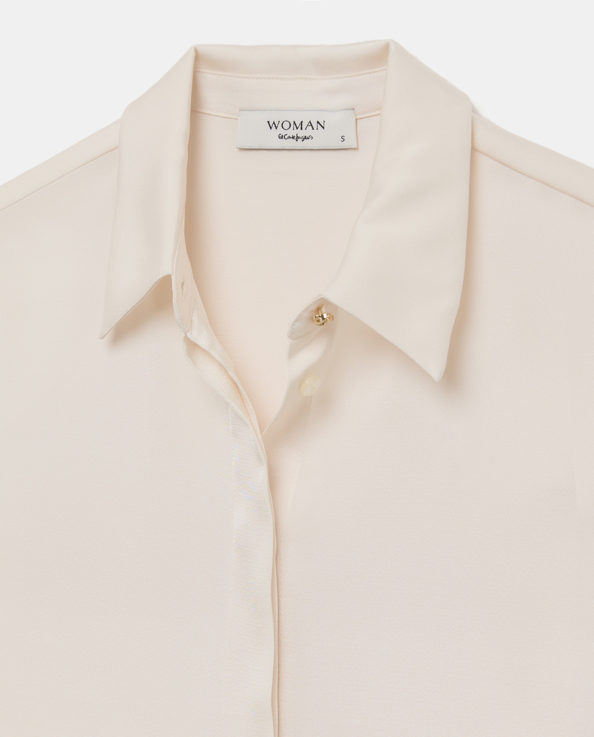 Blusa satén de mujer con manga larga - Woman El Corte Inglés - 120 Crudo 120 Crudo-5