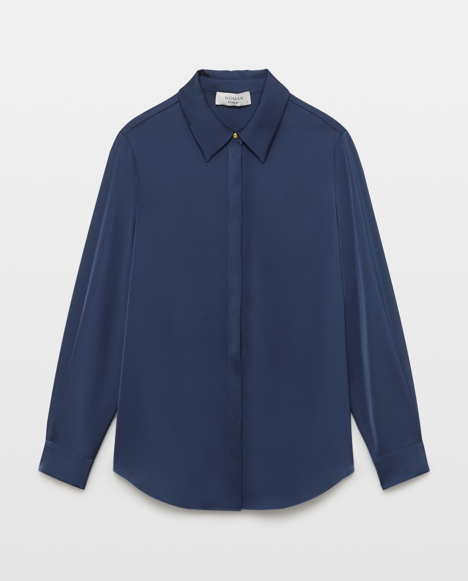 Blusa satén de mujer con manga larga - Woman El Corte Inglés - Azul Azul-4