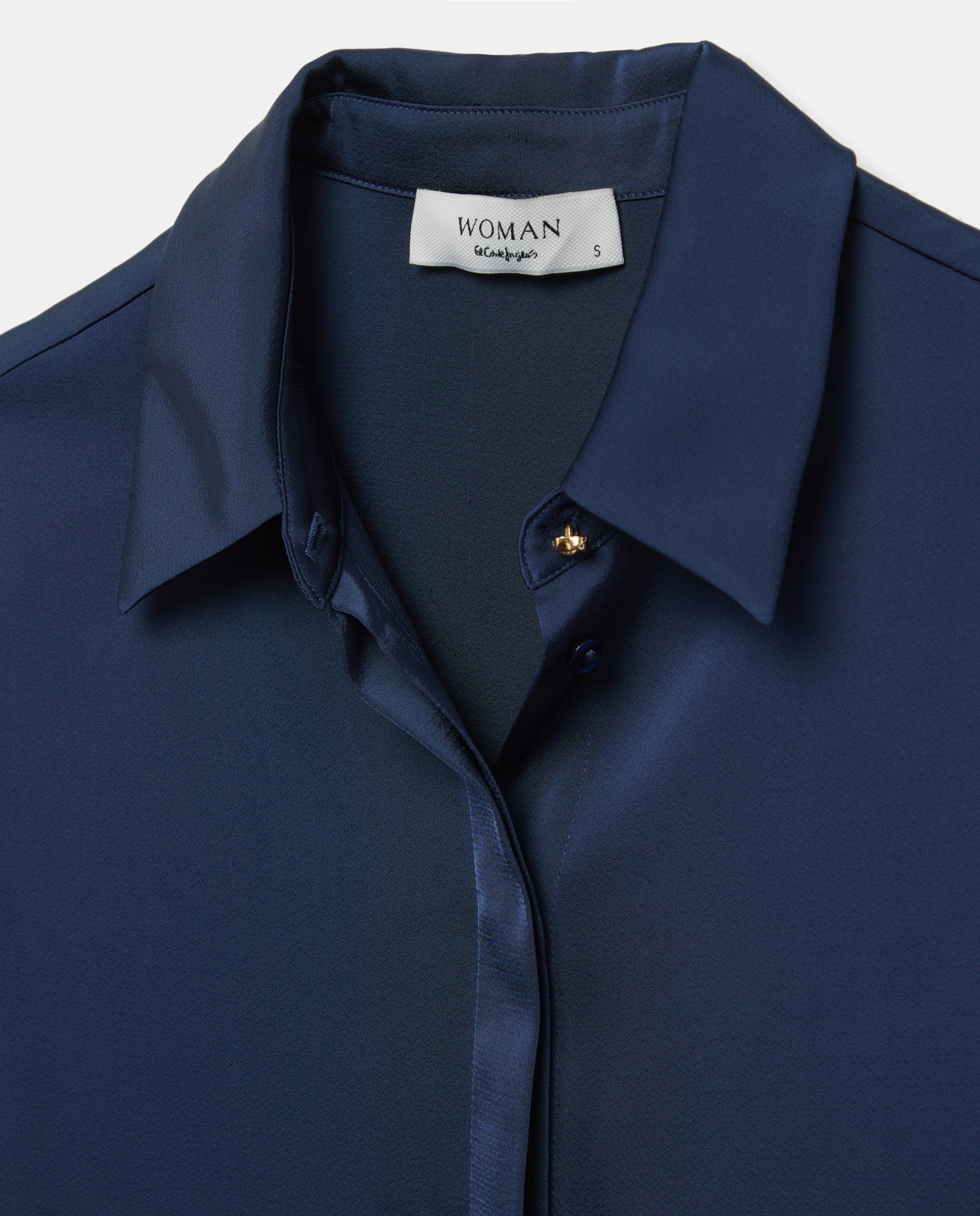 Blusa satén de mujer con manga larga - Woman El Corte Inglés - Azul Azul-5