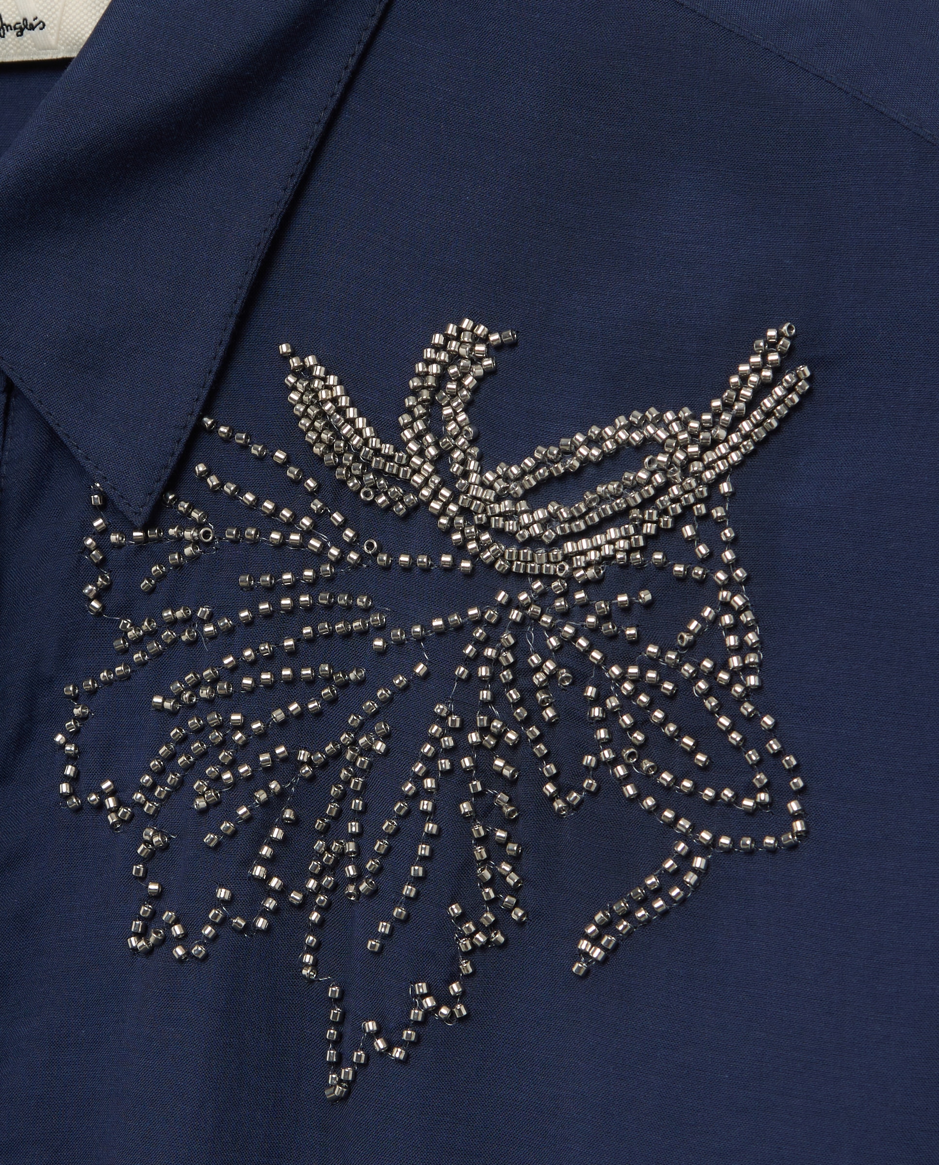 Blusa com Colarinho de Camisa e Contas Azul-marinho-6