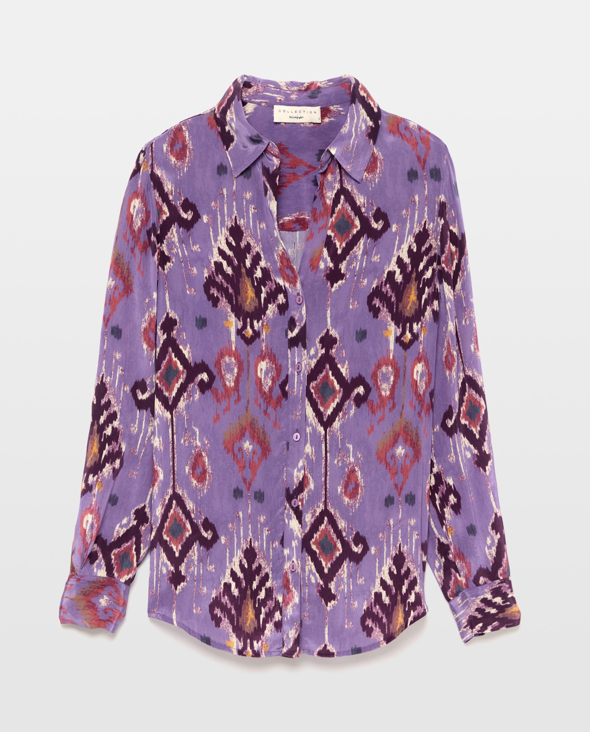 Blusa em Crepe com Estampado Ikat Roxo-4