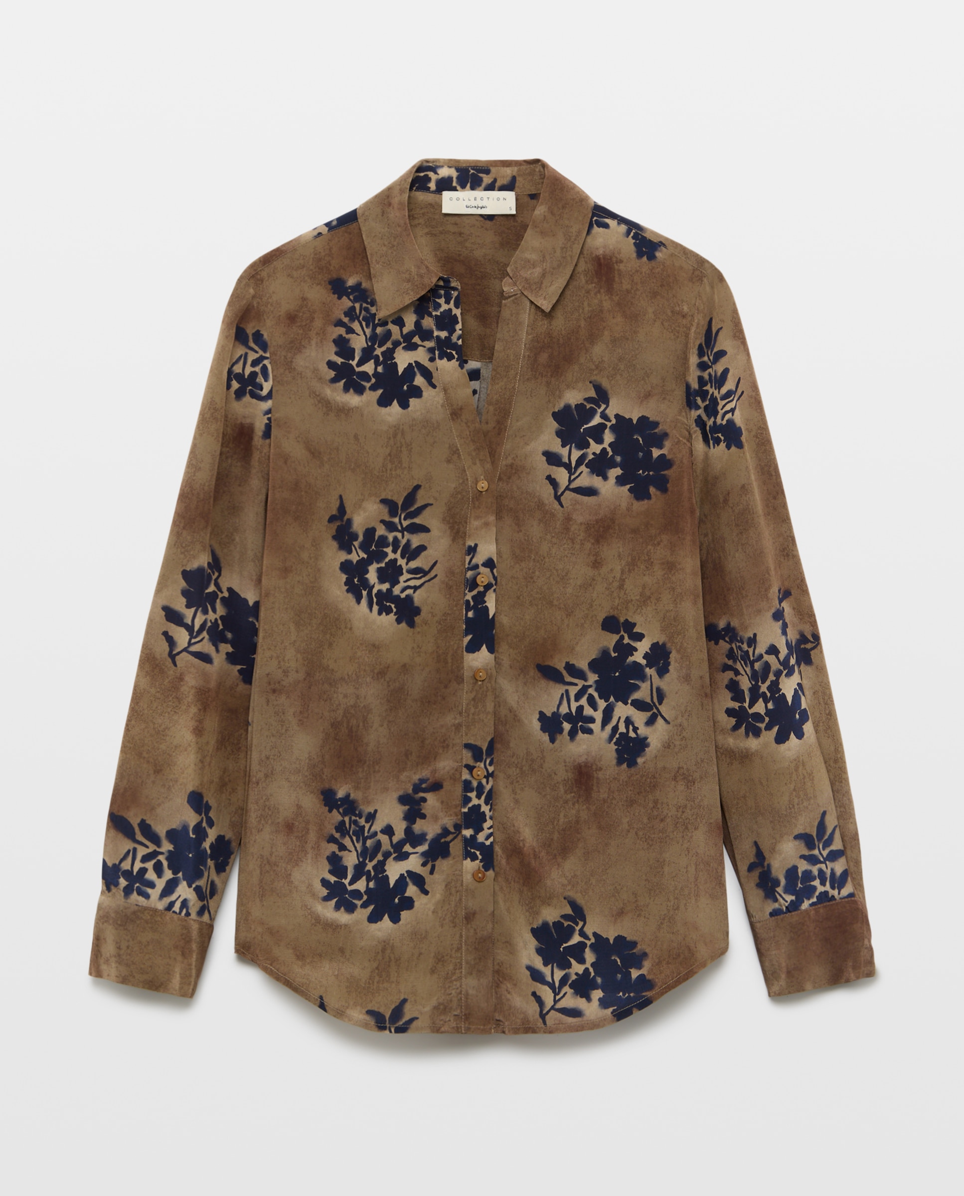 Blusa de mujer en crepé con ramillete - Woman El Corte Inglés - Marrón Marrón-5