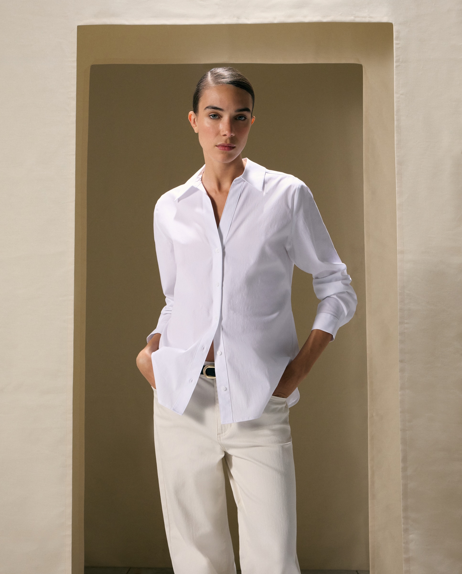 Blusa de mujer en popelín - Woman El Corte Inglés - Blanco Blanco-2