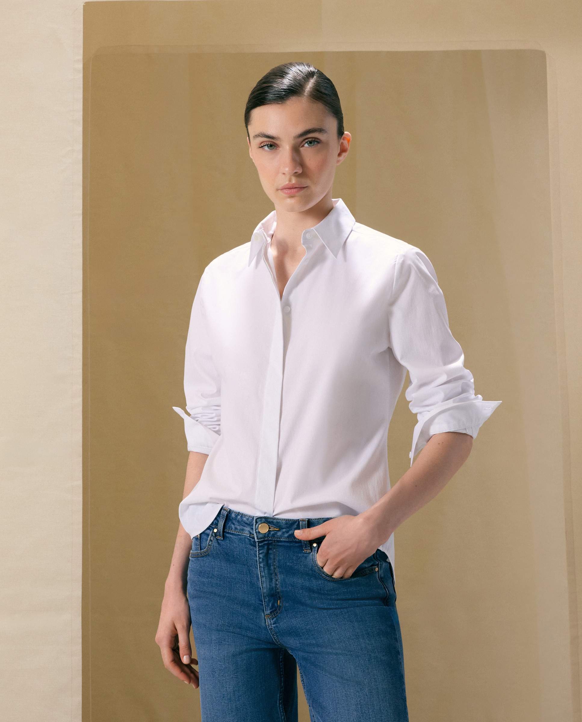 Blusa de mujer en popelín - Woman El Corte Inglés - Blanco Blanco-1