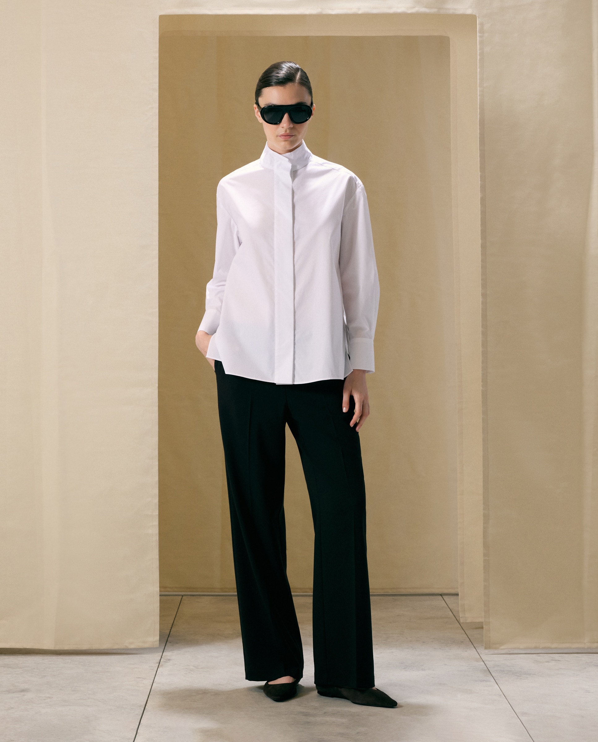 Blusa manga larga de mujer en popelín - Woman El Corte Inglés - Blanco Blanco-1