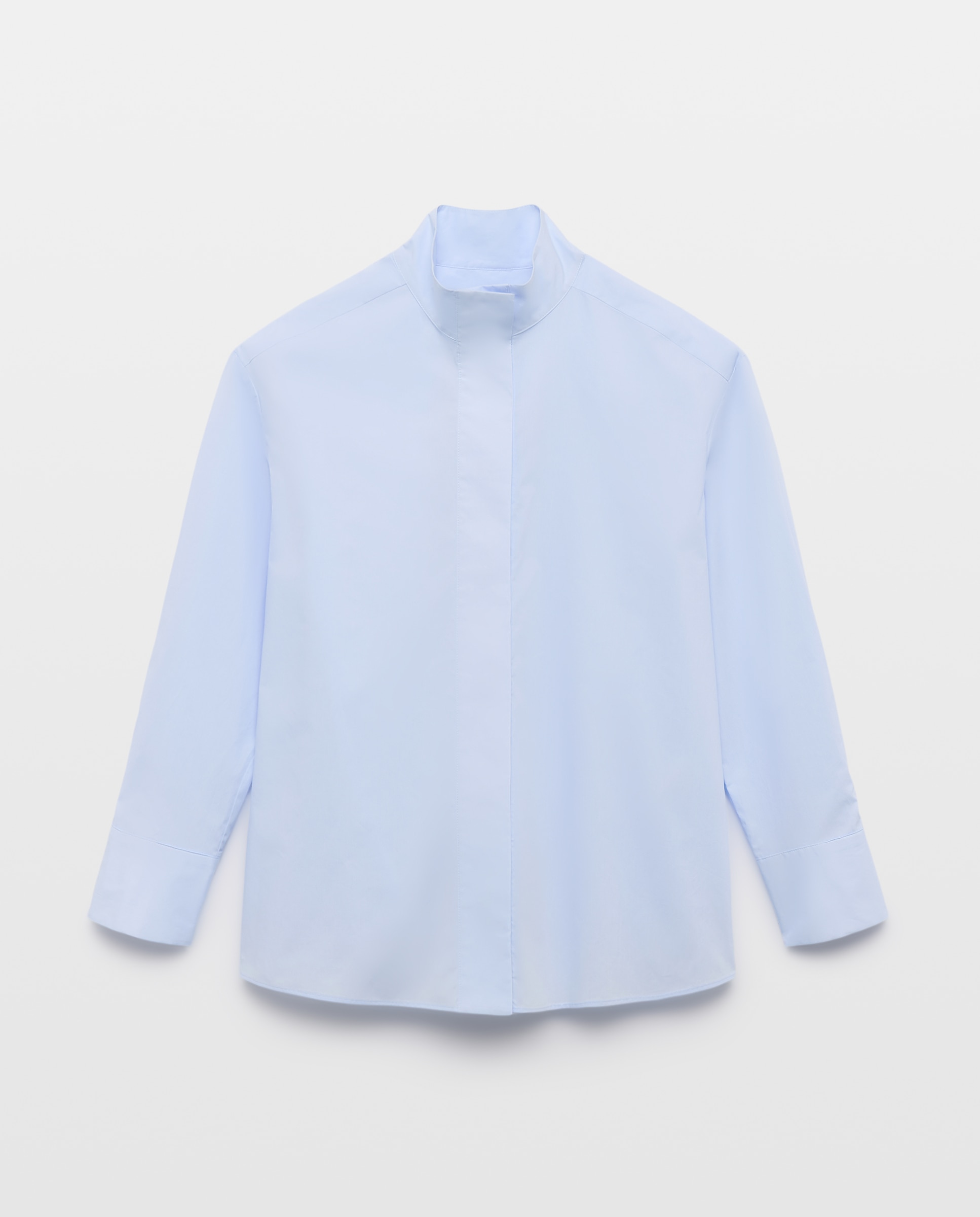 Blusa de Manga Comprida em Popelina 410 Azul Claro-4