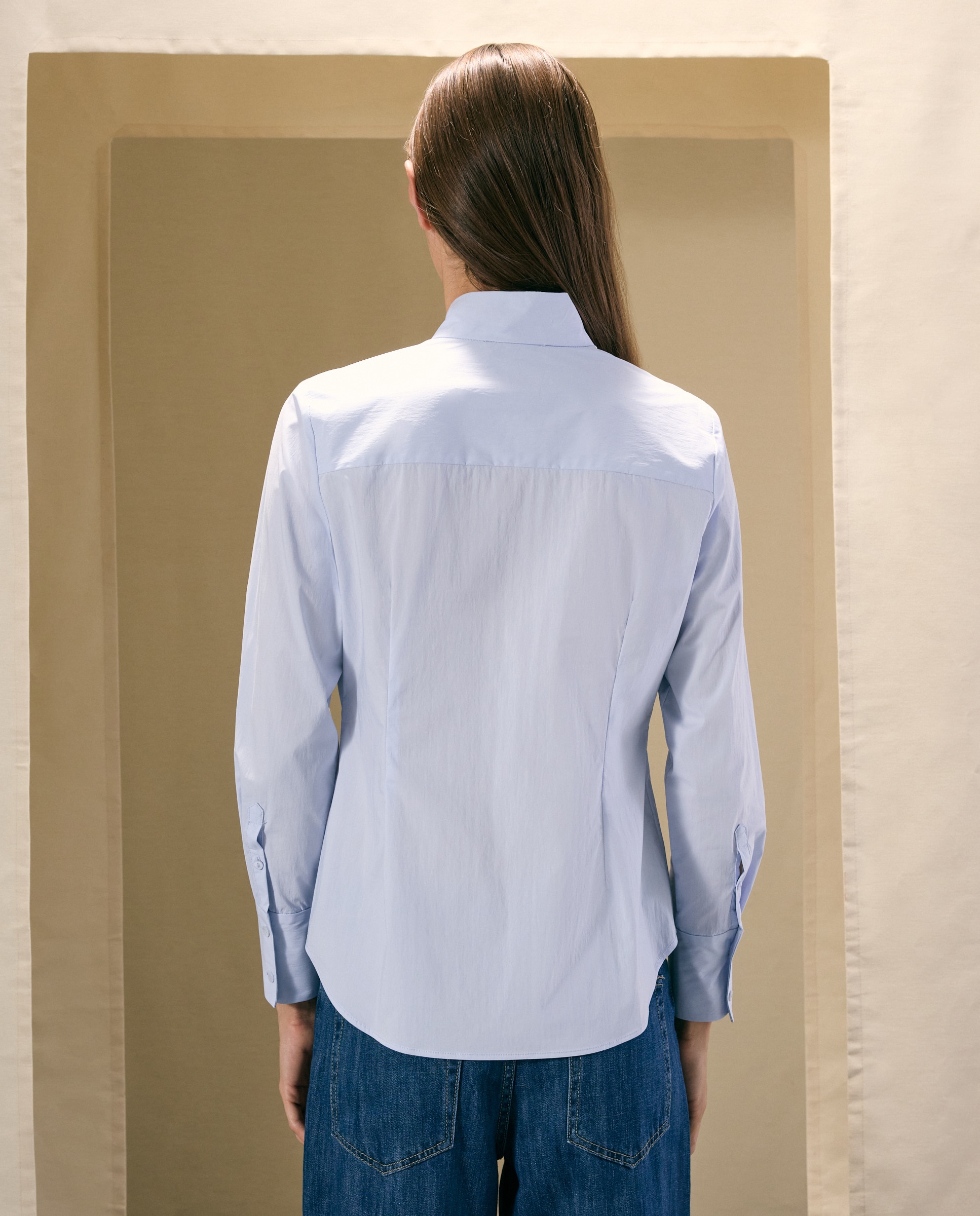 Blusa Lisa de Manga Comprida 410 Azul Claro-3