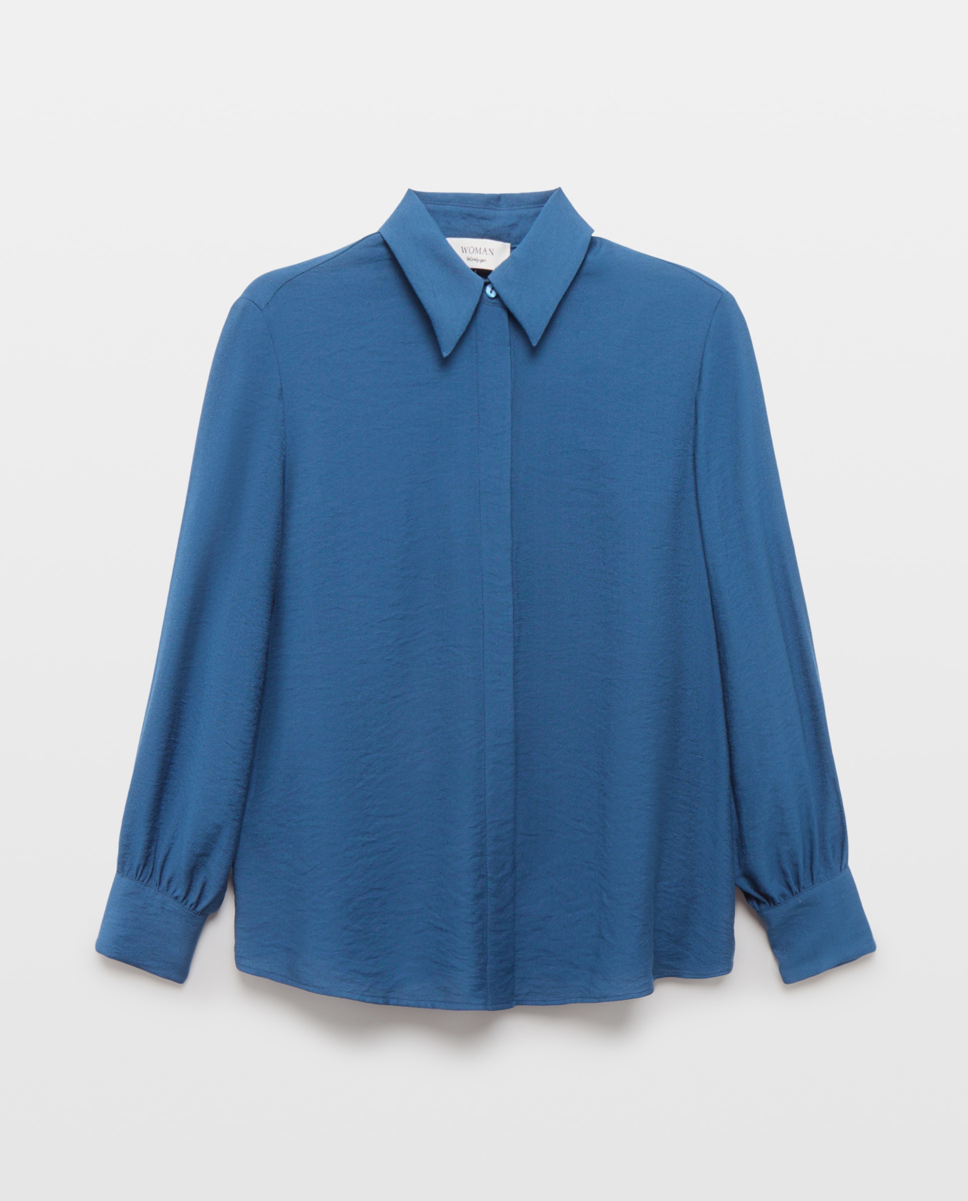 Blusa de mujer de manga larga con cuello camisero - Woman El Corte Inglés - Azul marino Azul marino-4