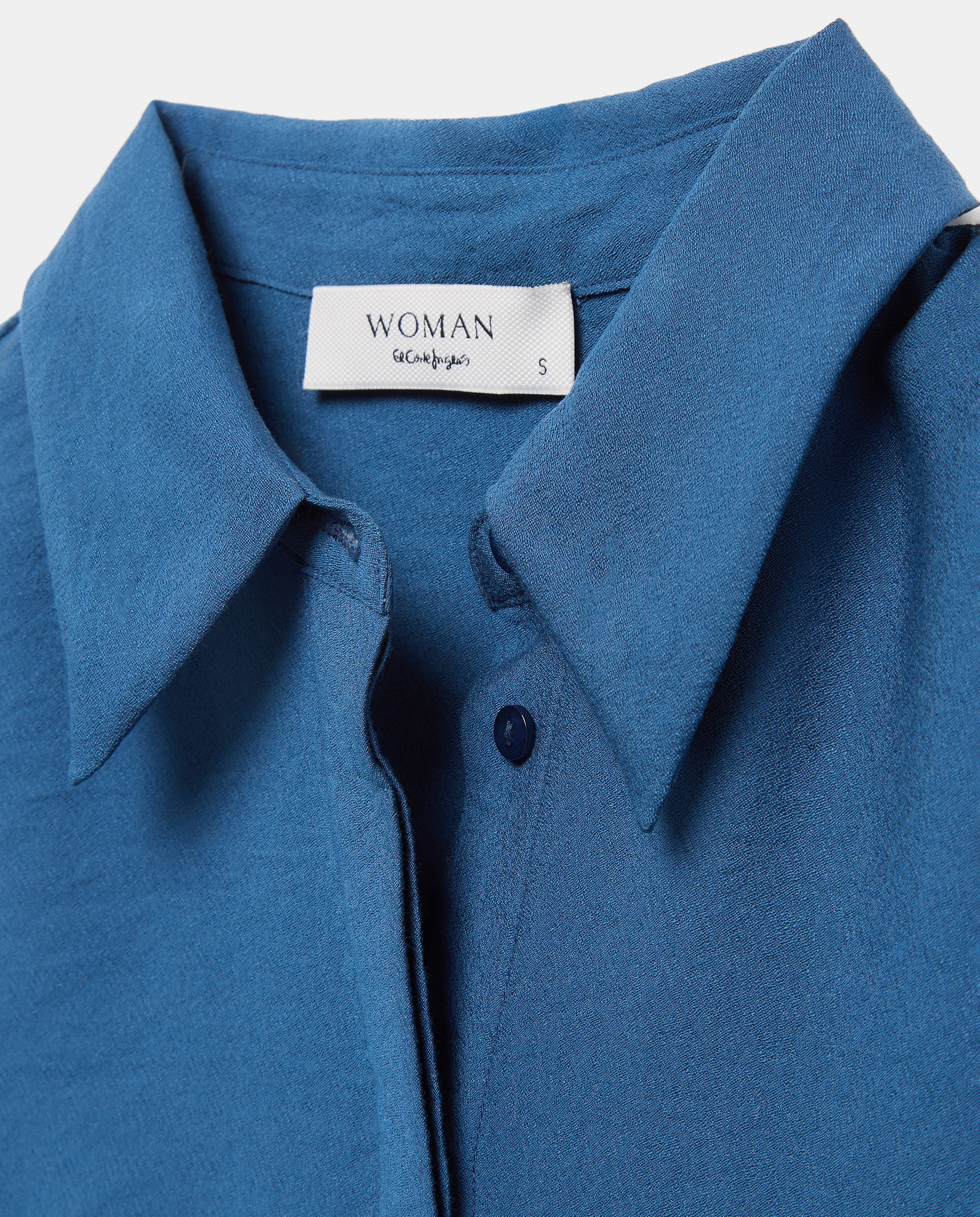 Blusa de mujer de manga larga con cuello camisero - Woman El Corte Inglés - Azul marino Azul marino-5