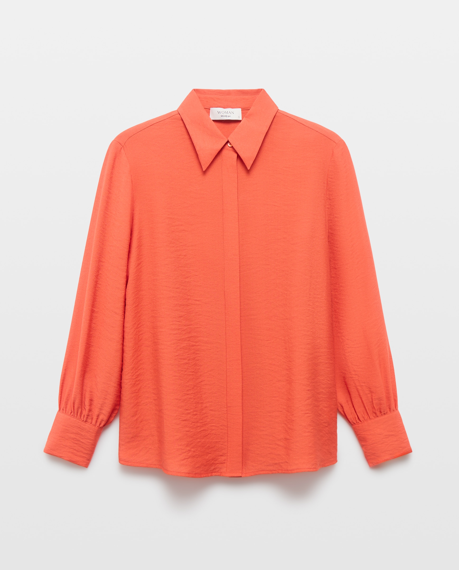 Blusa de mujer de manga larga con cuello camisero - Woman El Corte Inglés - 660 Naranja 660 Naranja-4