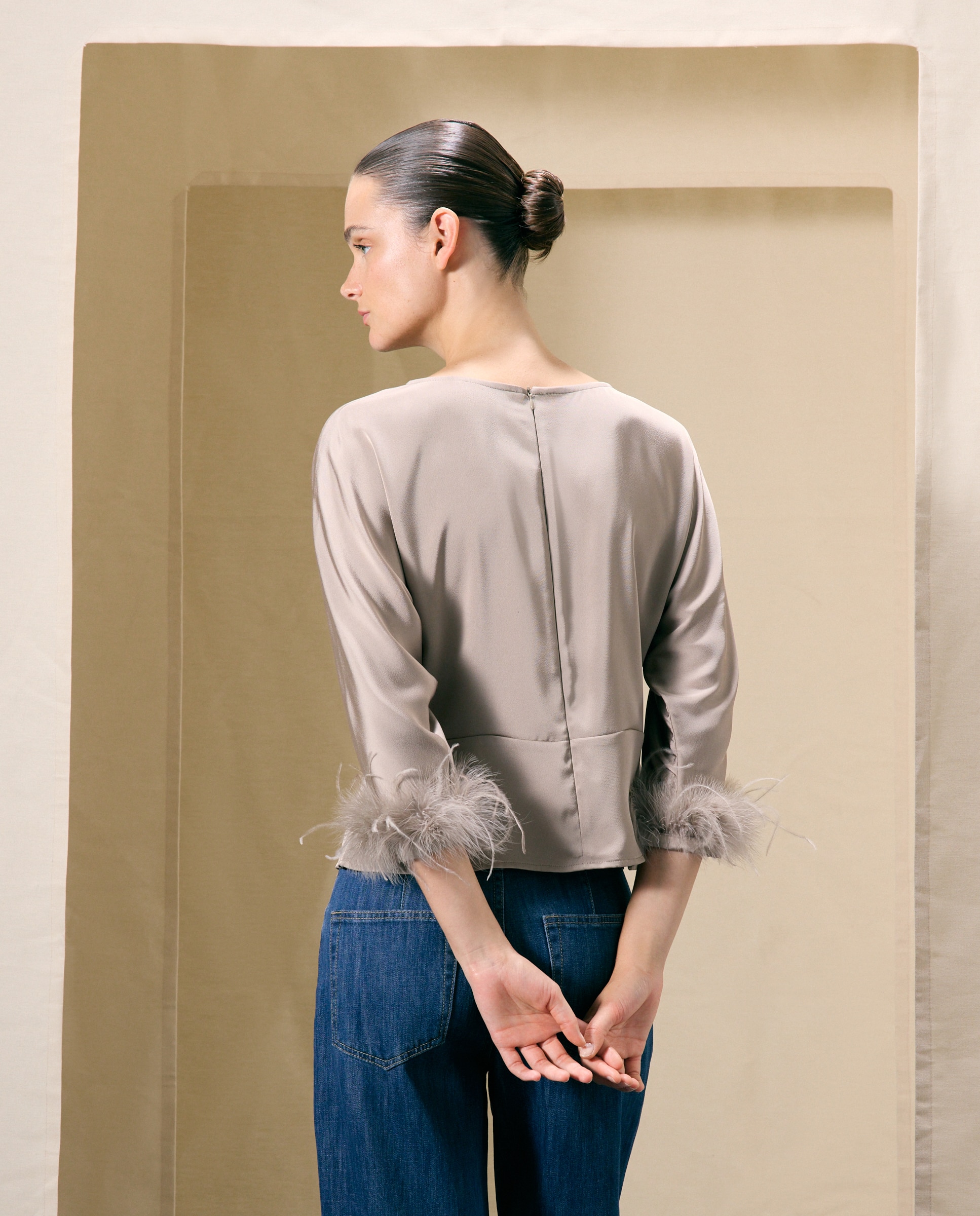 Blusa lisa de manga japonesa de mujer - Woman El Corte Inglés - Visón claro Visón claro-4