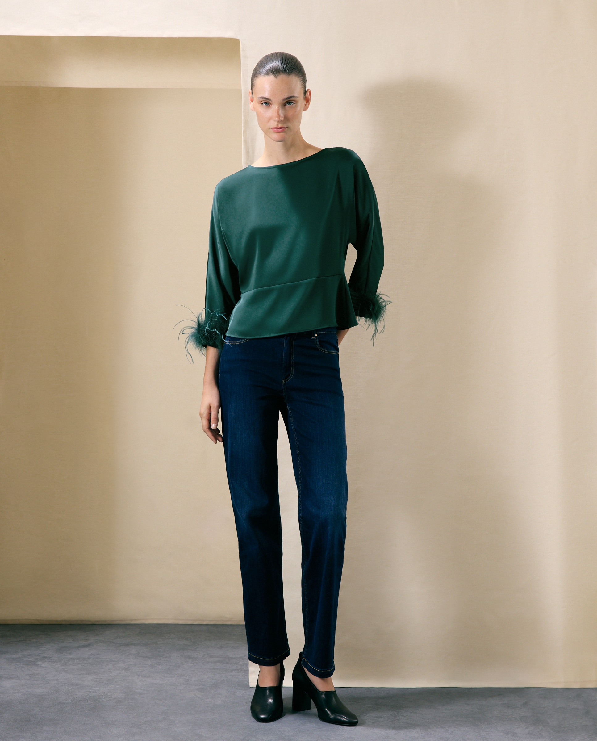 Blusa lisa de manga japonesa de mujer - Woman El Corte Inglés - Verde Pato Verde Pato-2