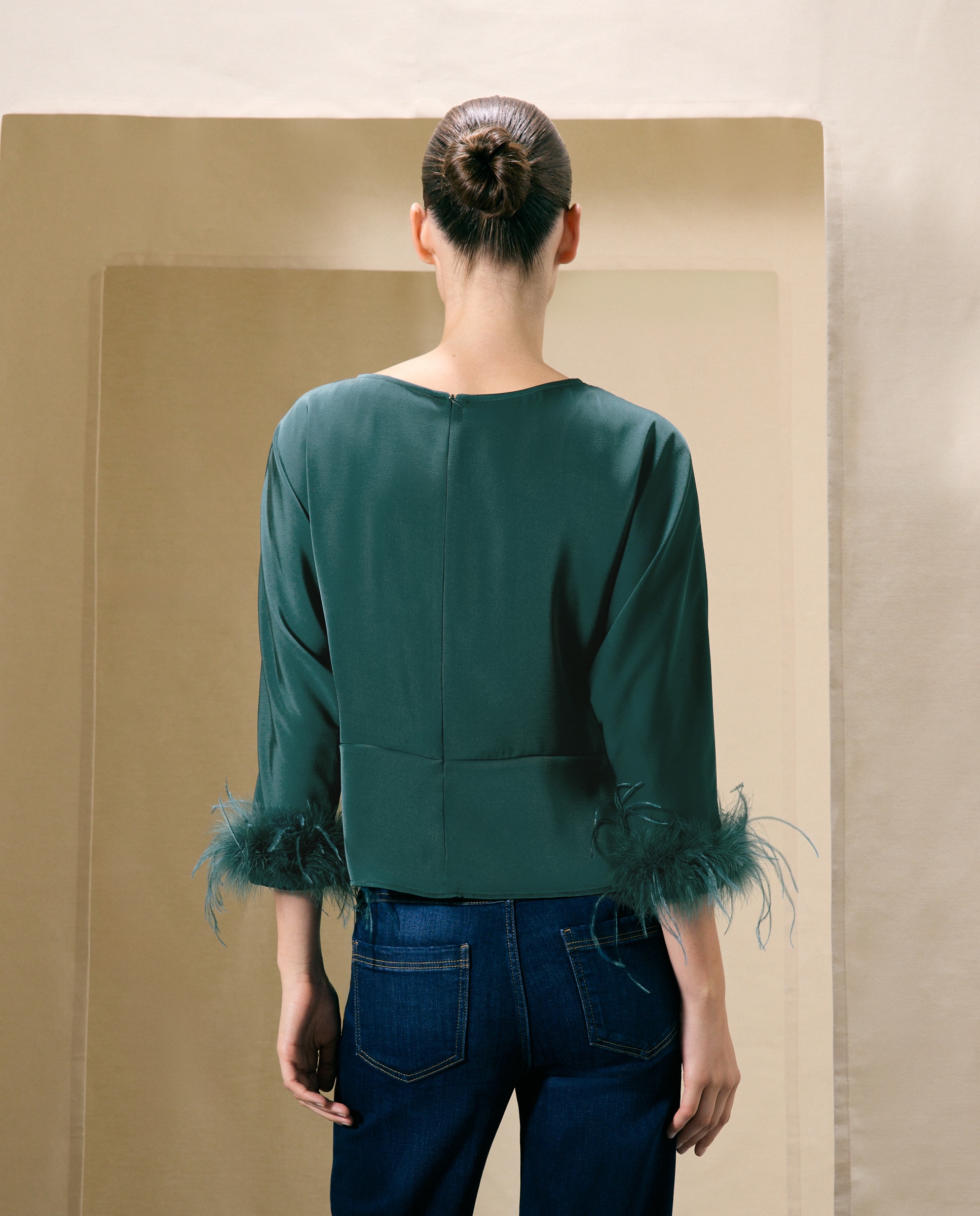 Blusa lisa de manga japonesa de mujer - Woman El Corte Inglés - Verde Pato Verde Pato-3