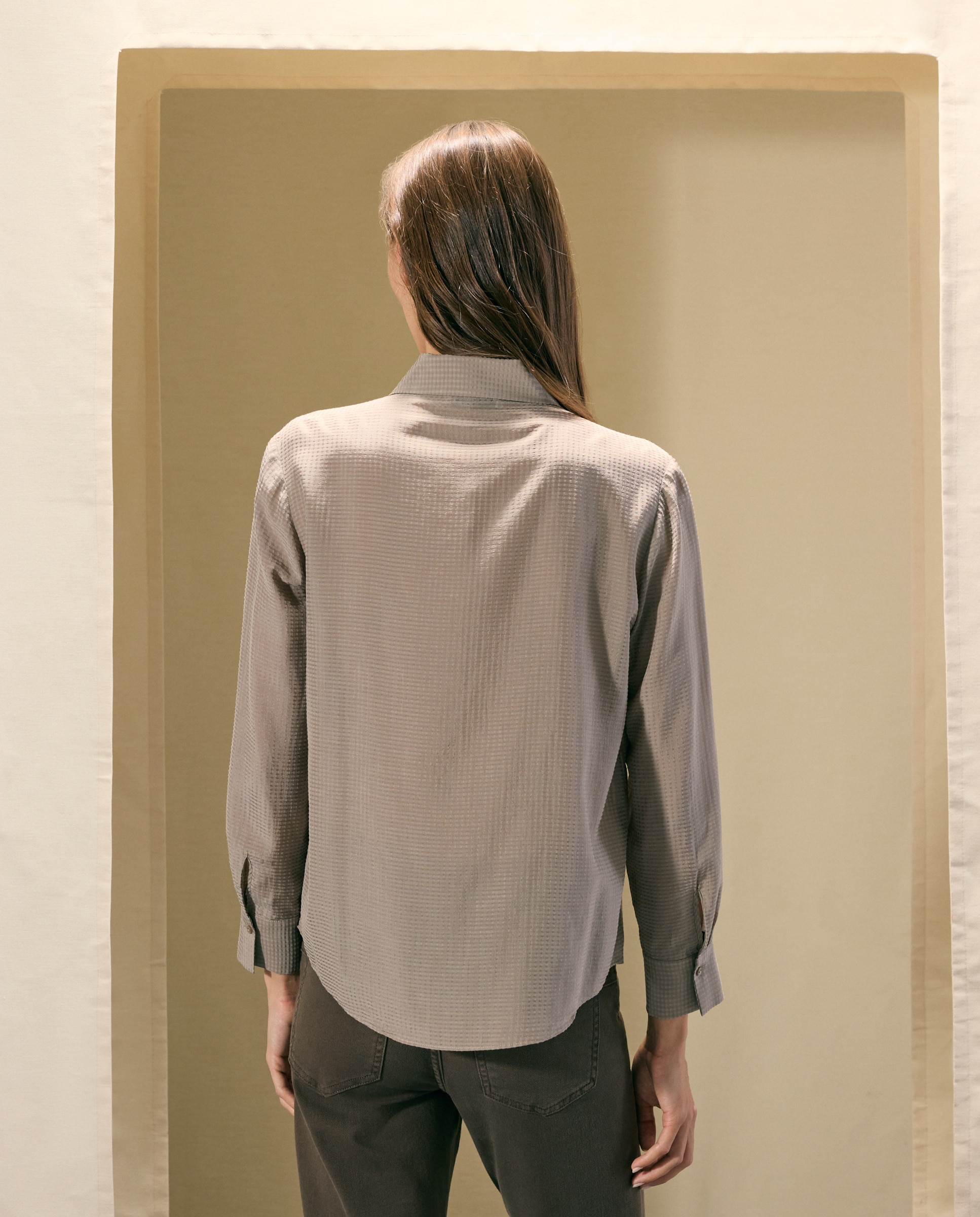 Blusa de Manga Comprida com Folho 410 Azul Claro-3