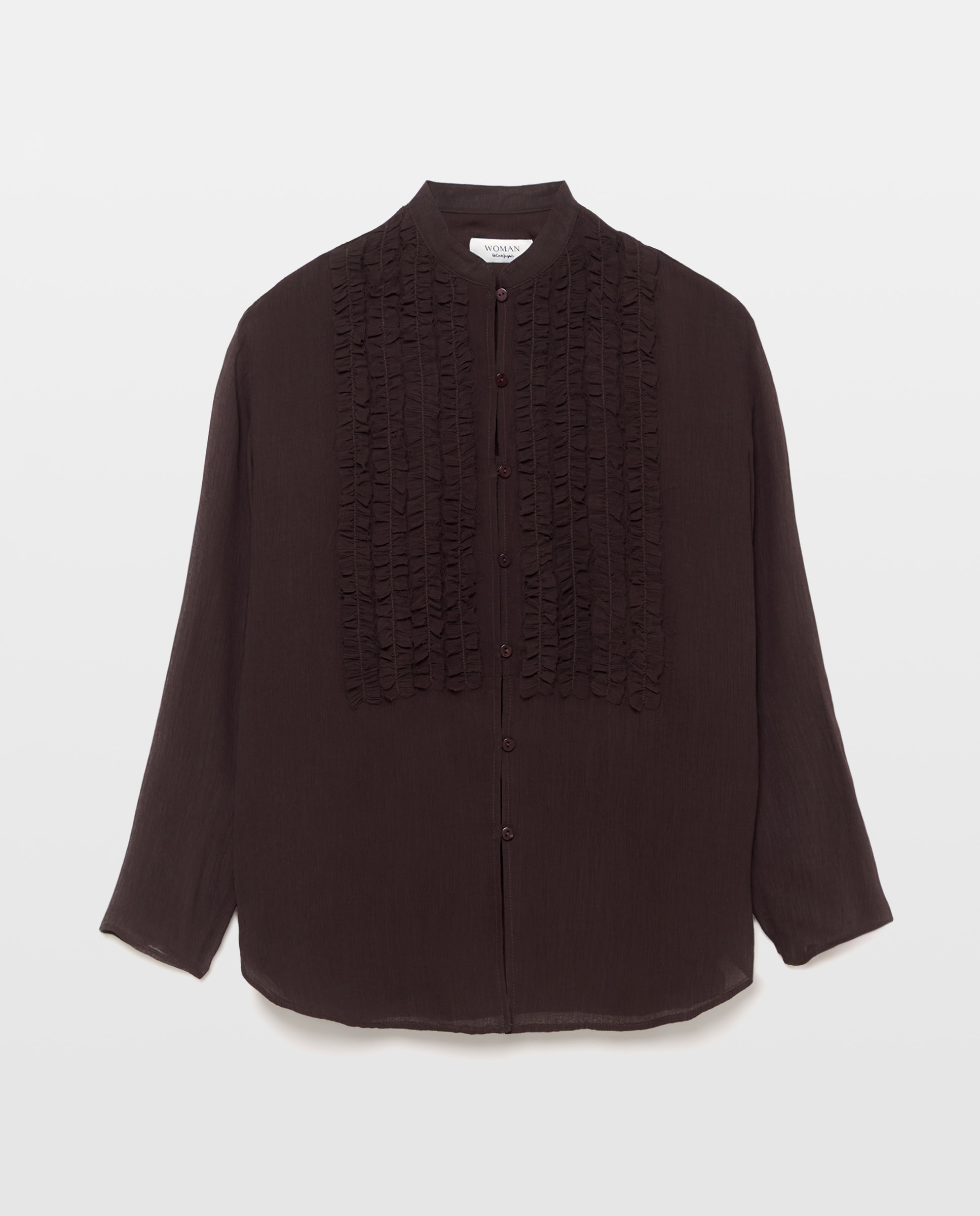 Blusa lisa de mujer con chorreras - Woman El Corte Inglés - Marrón Marrón-4
