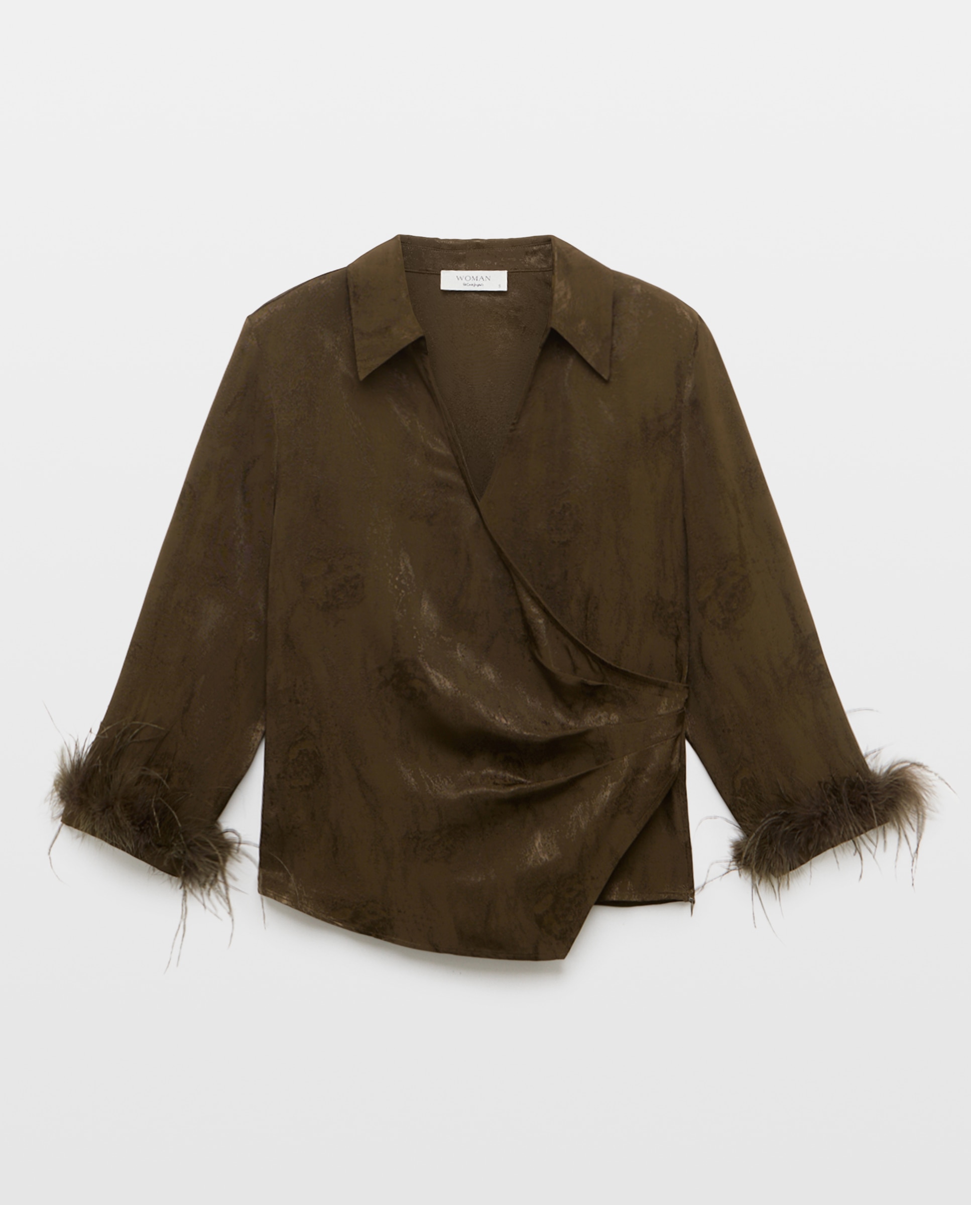 Blusa de mujer con manga larga y jacquard - Woman El Corte Inglés - Burdeos Burdeos-4