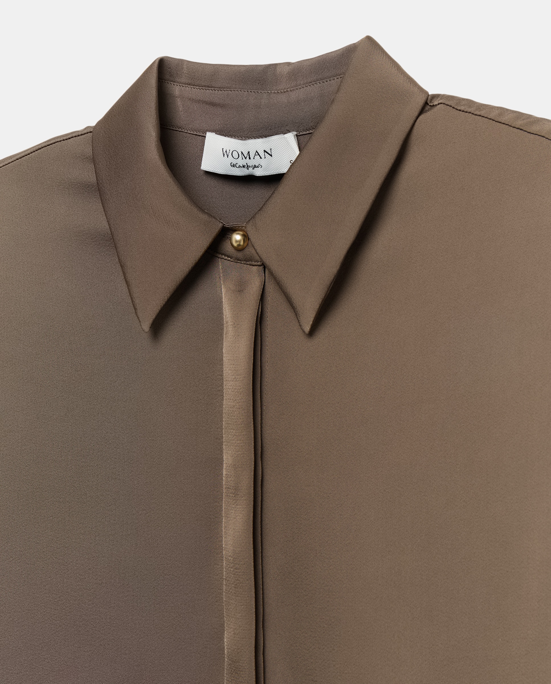 Imagen 5 de Blusa de manga larga con cuello camisero de mujer - Woman El Corte Inglés - 520 Kaki 520 Kaki