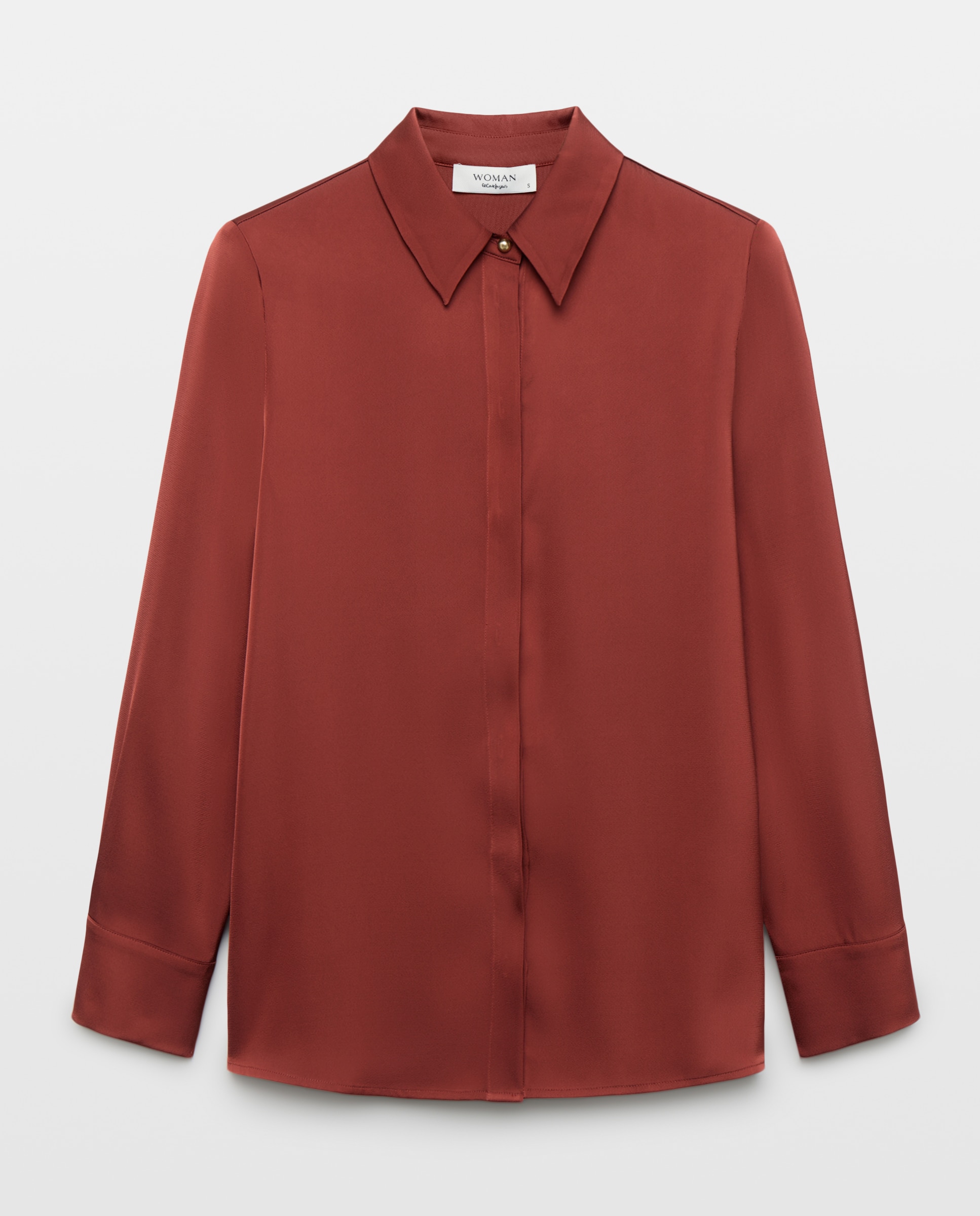 Imagen 1 de Blusa de manga larga con cuello camisero de mujer 770 Terracota