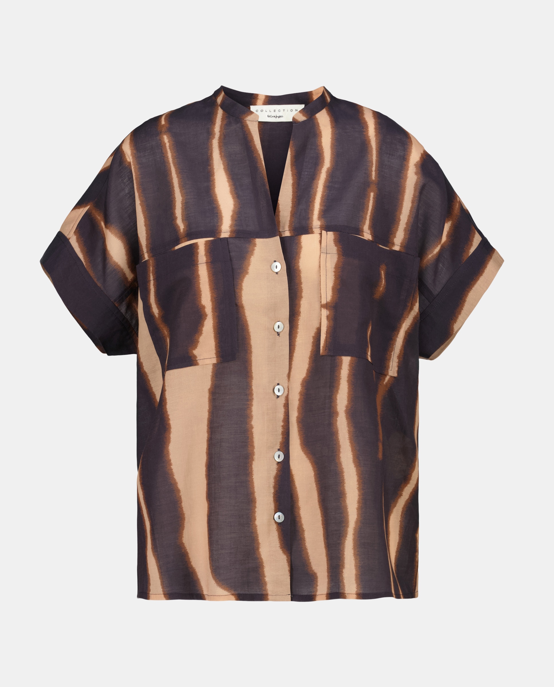 Blusa de Manga Curta Estampada Castanho-5