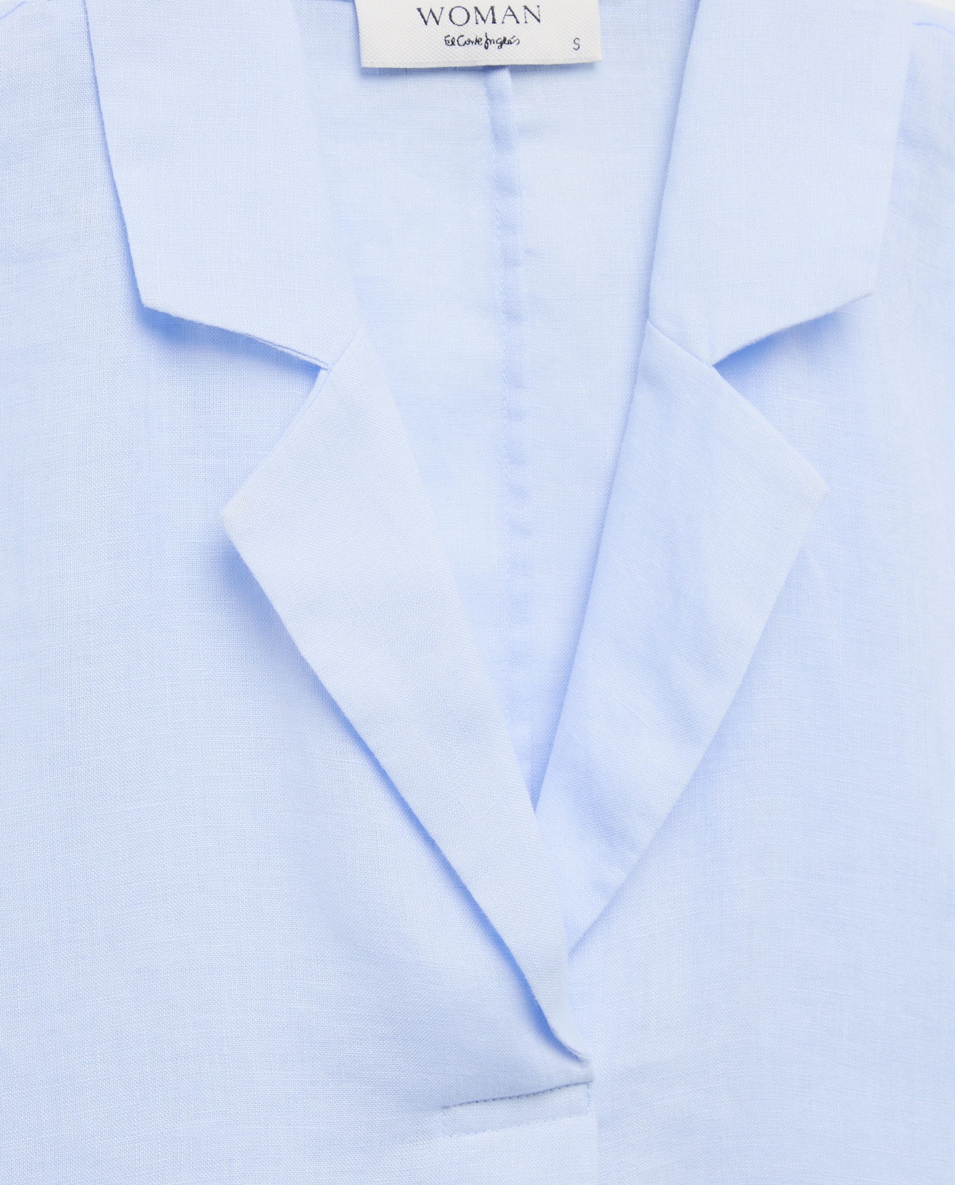 Blusa de mujer lino manga corta - Woman El Corte Inglés - Azul 410 Azul claro-5