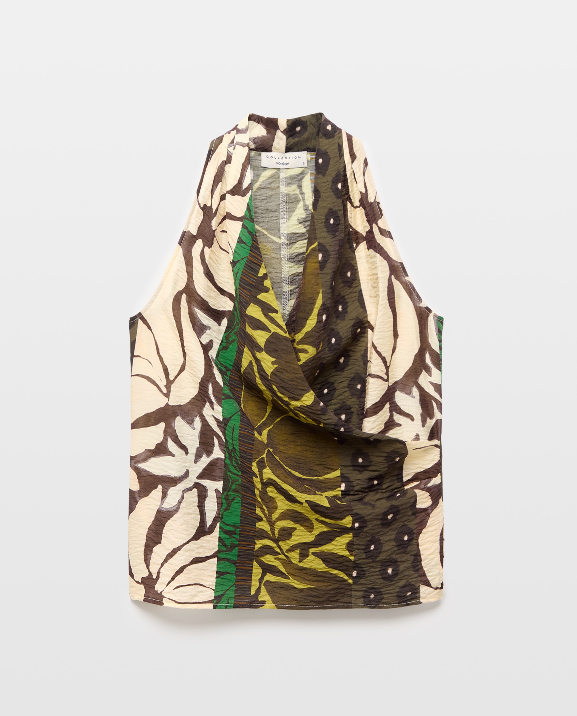 Top Estampado com Gola Halter Verde-4