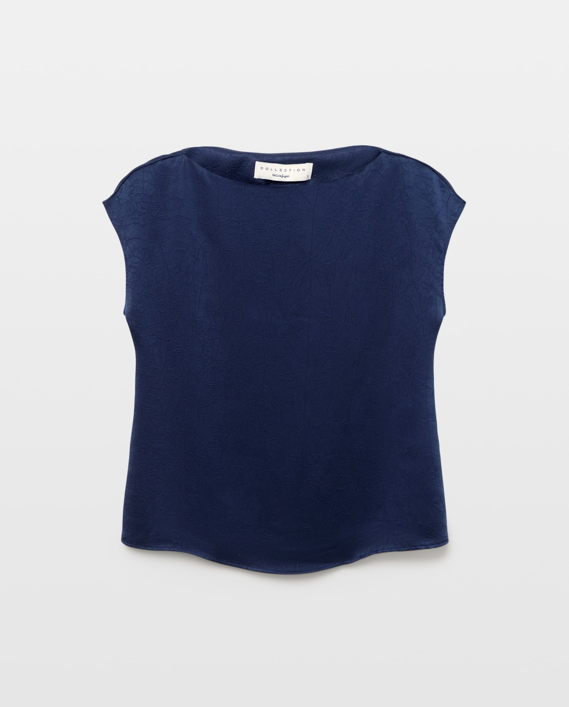 Top liso de manga corta de mujer - Woman El Corte Inglés - Azul marino Azul marino-4